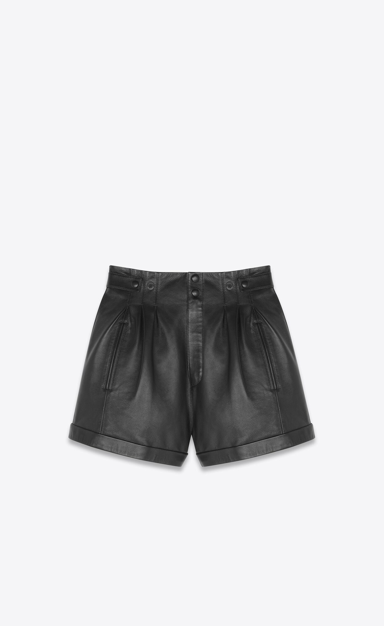 YSL High-waisted Shorts In Lambskin Black | RUGQC6857