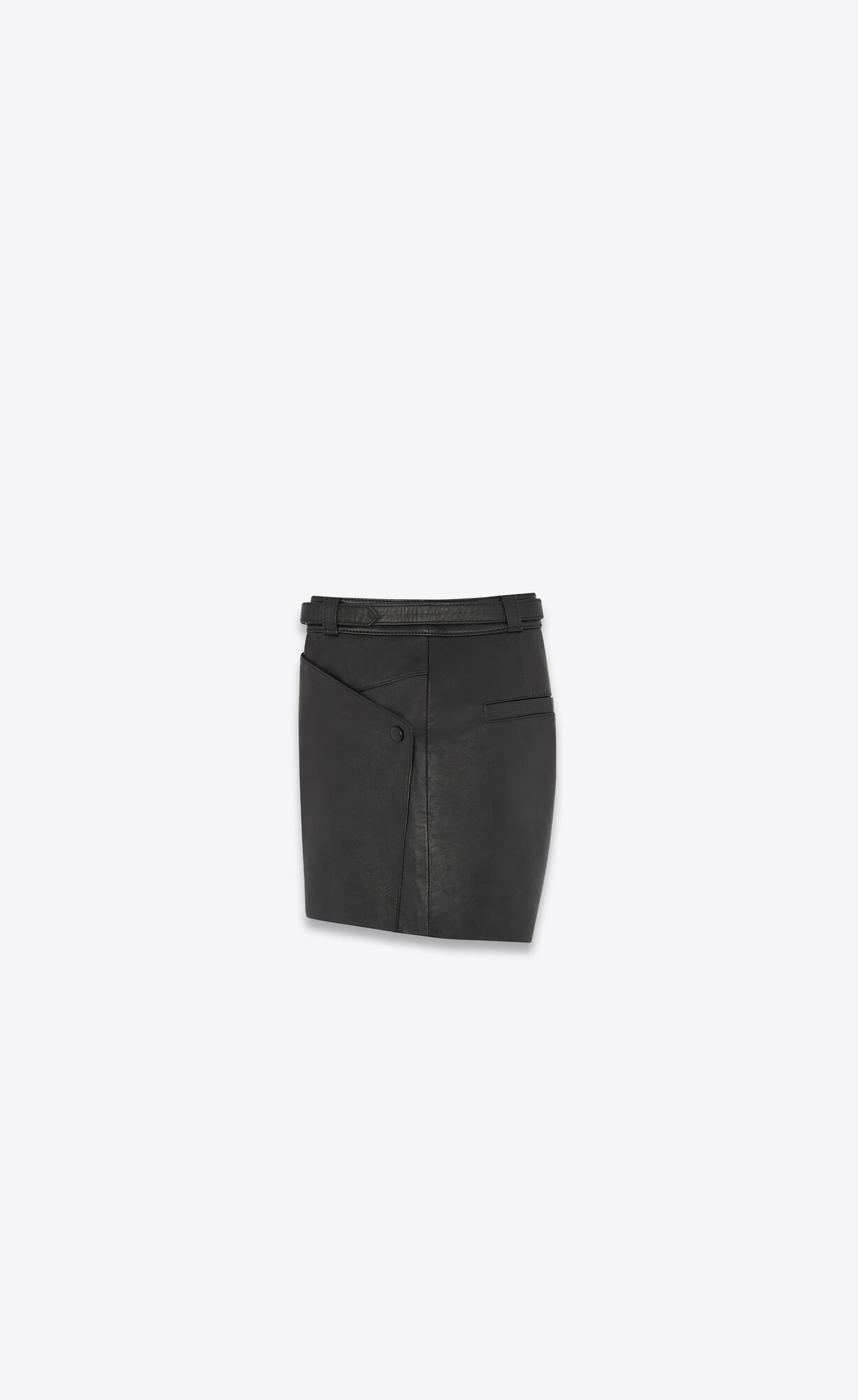 YSL High-waisted Shorts In Lambskin Noir | YNTCH0531