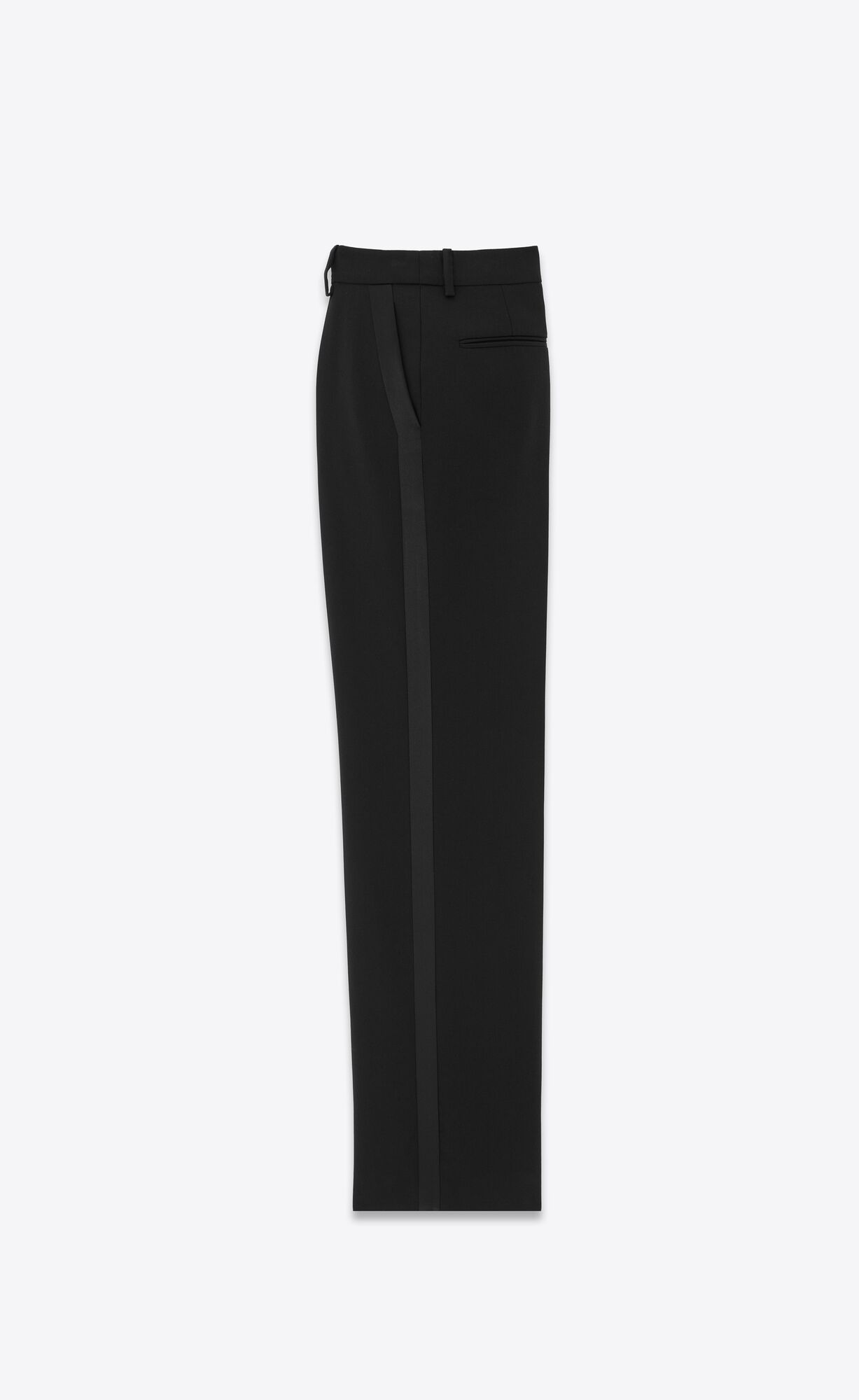 YSL High-waisted Tuxedo Pants In Grain De Poudre Black | HDMBF5893