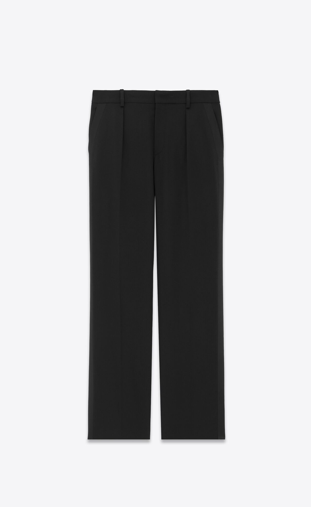 YSL High-waisted Tuxedo Pants In Grain De Poudre Black | HDMBF5893