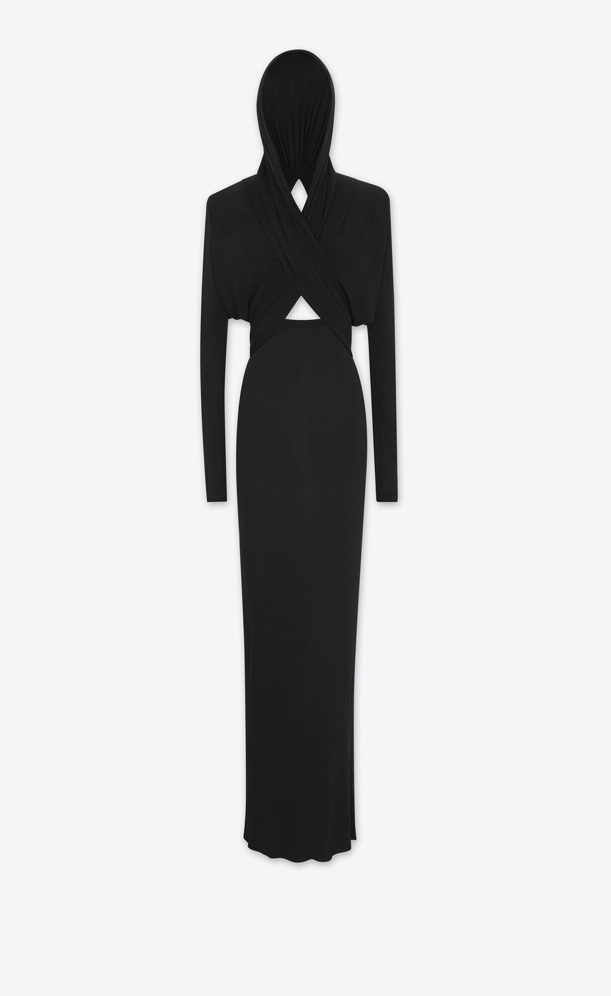 YSL Hooded Dress In Crepe Jersey Black | BFAGI2937