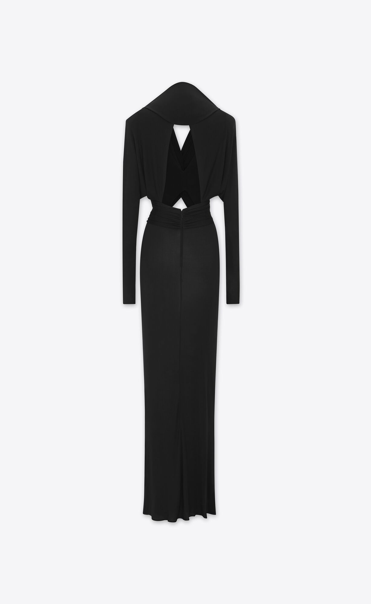 YSL Hooded Dress In Crepe Jersey Black | BFAGI2937