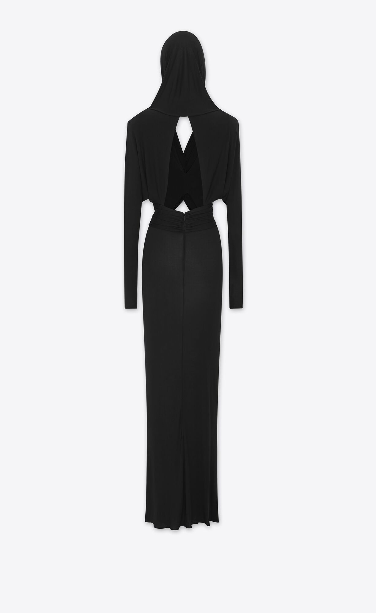 YSL Hooded Dress In Crepe Jersey Black | BFAGI2937