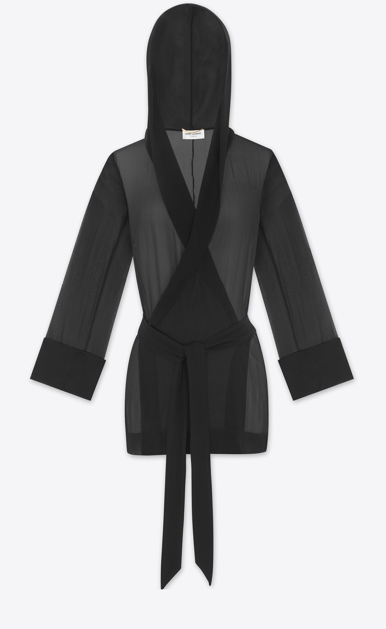 YSL Hooded Jacket In Crepe Muslin Black | IOGPV3817