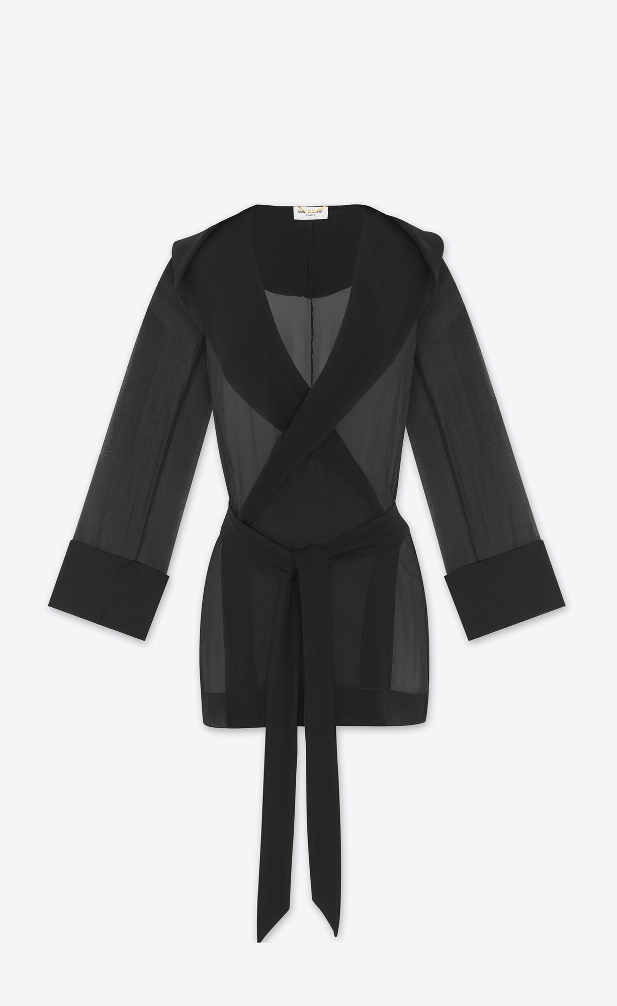 YSL Hooded Jacket In Crepe Muslin Black | IOGPV3817