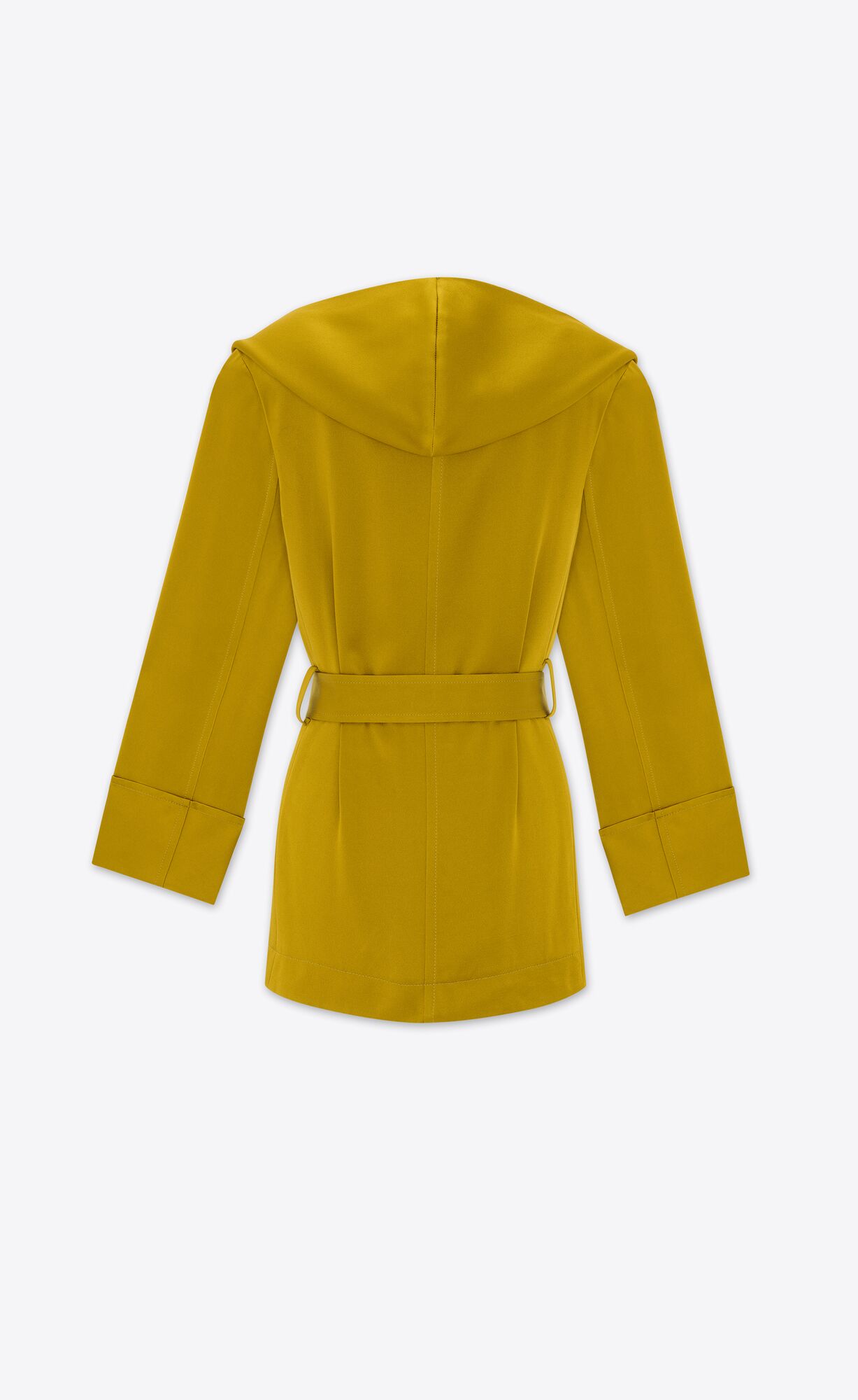 YSL Hooded Jacket In Crepe Satin Vert Mousse | OYHVL8134