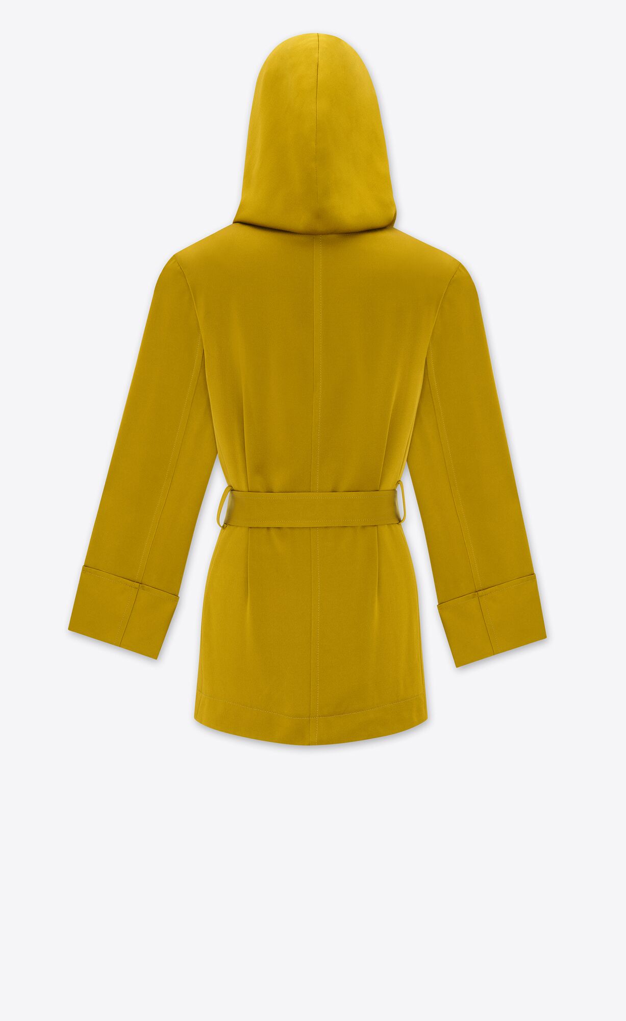 YSL Hooded Jacket In Crepe Satin Vert Mousse | OYHVL8134