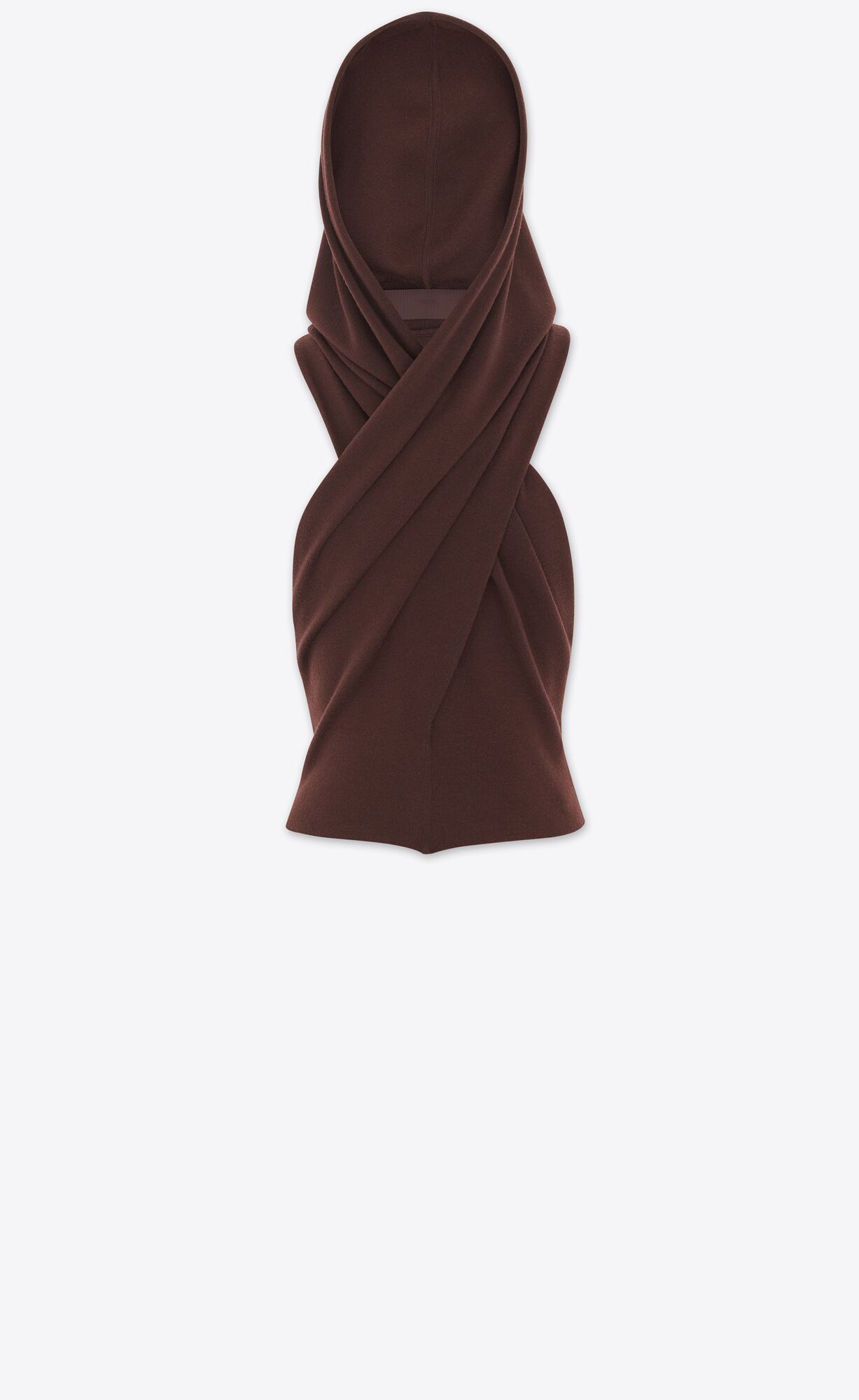 YSL Hooded Top In Wool Marron | GKMYX6354