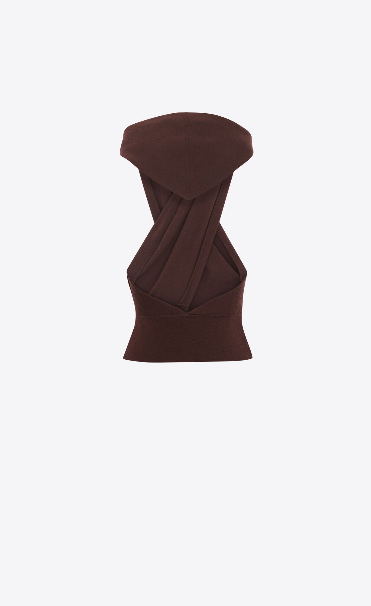 YSL Hooded Top In Wool Marron | GKMYX6354