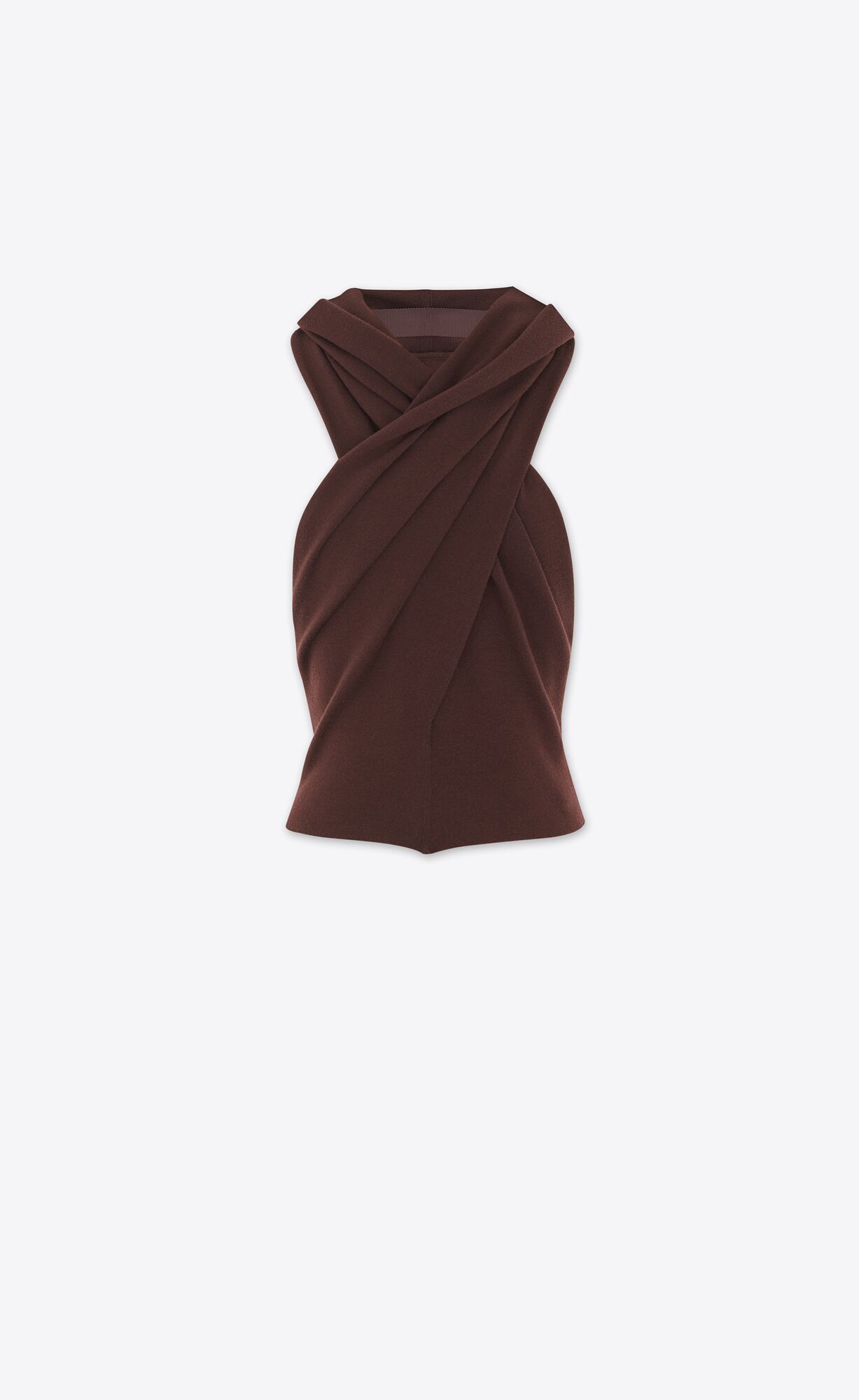 YSL Hooded Top In Wool Marron | GKMYX6354