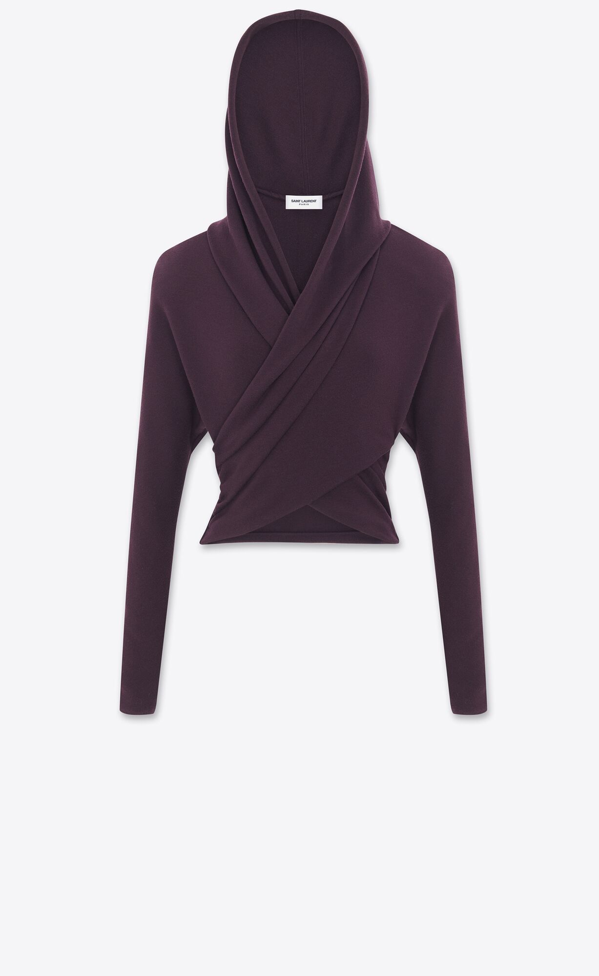 YSL Hooded Top In Wool Prune | BDWVX8923