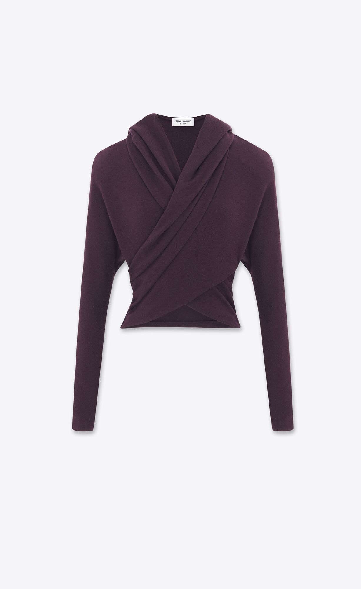 YSL Hooded Top In Wool Prune | BDWVX8923