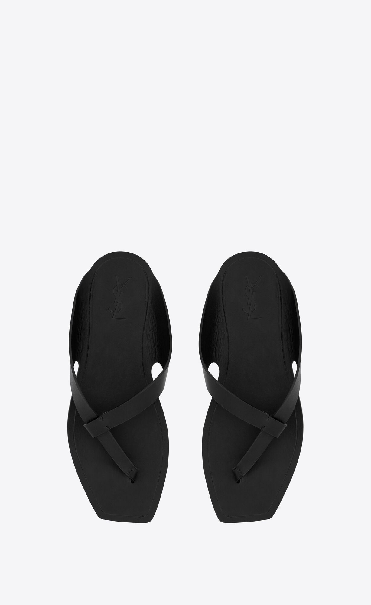 YSL Isla Flat Sandals In Smooth Leather Noir | DPXJH8027