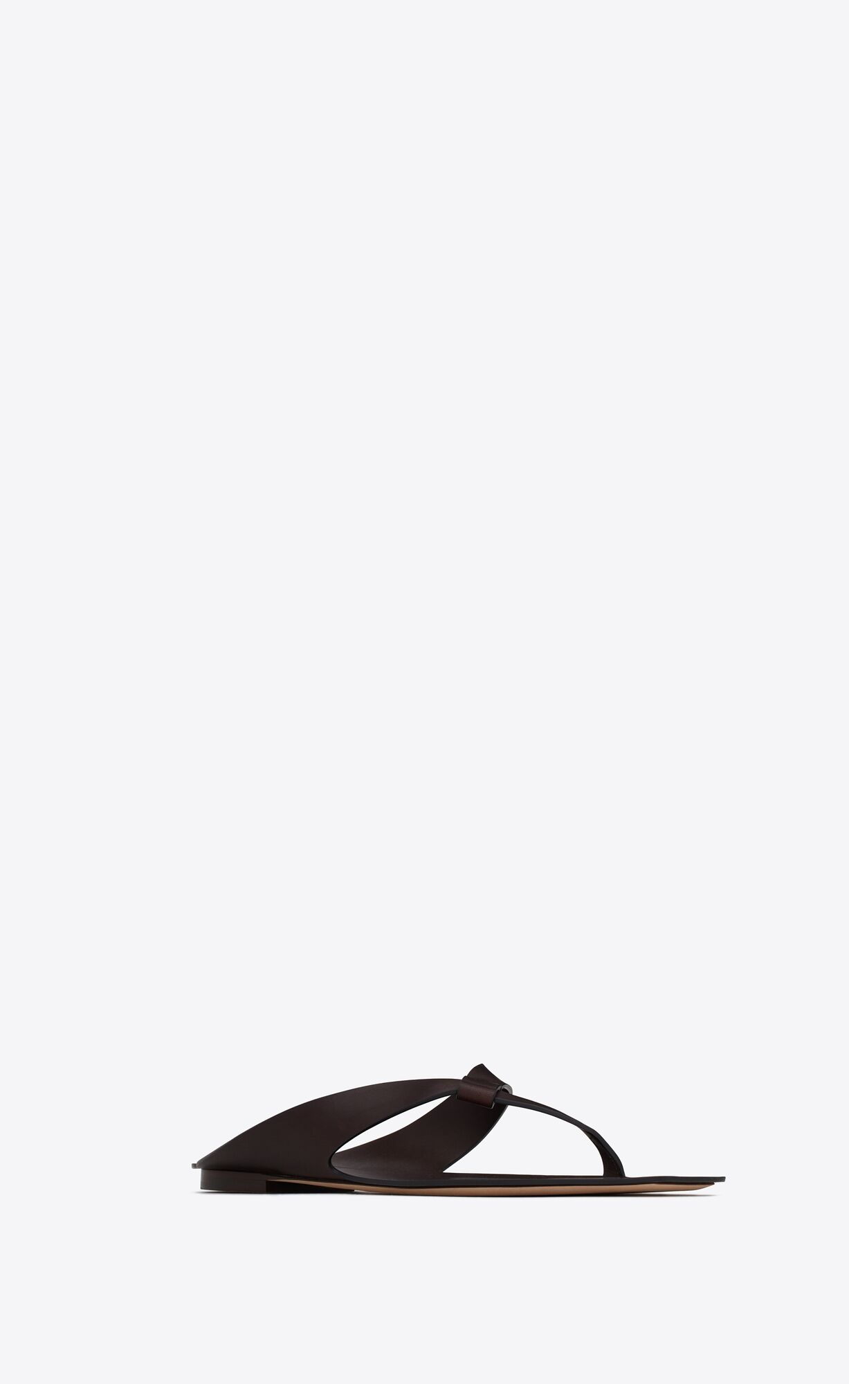 YSL Isla Flat Sandals In Smooth Leather Dark Brown | QKJYM8790