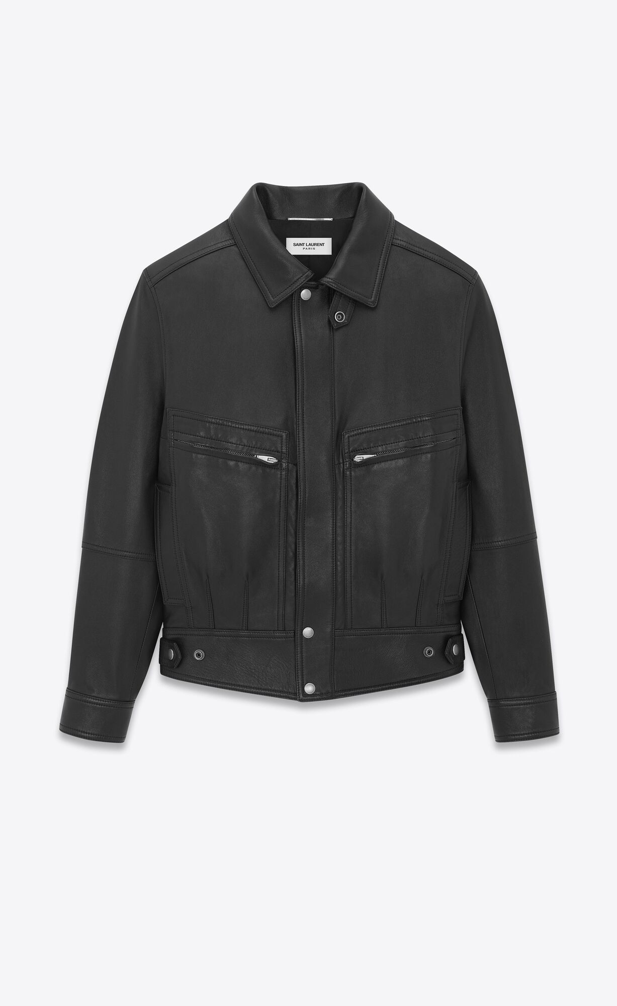 YSL Jacket In Drummed Lambskin Black | HQSZI7046