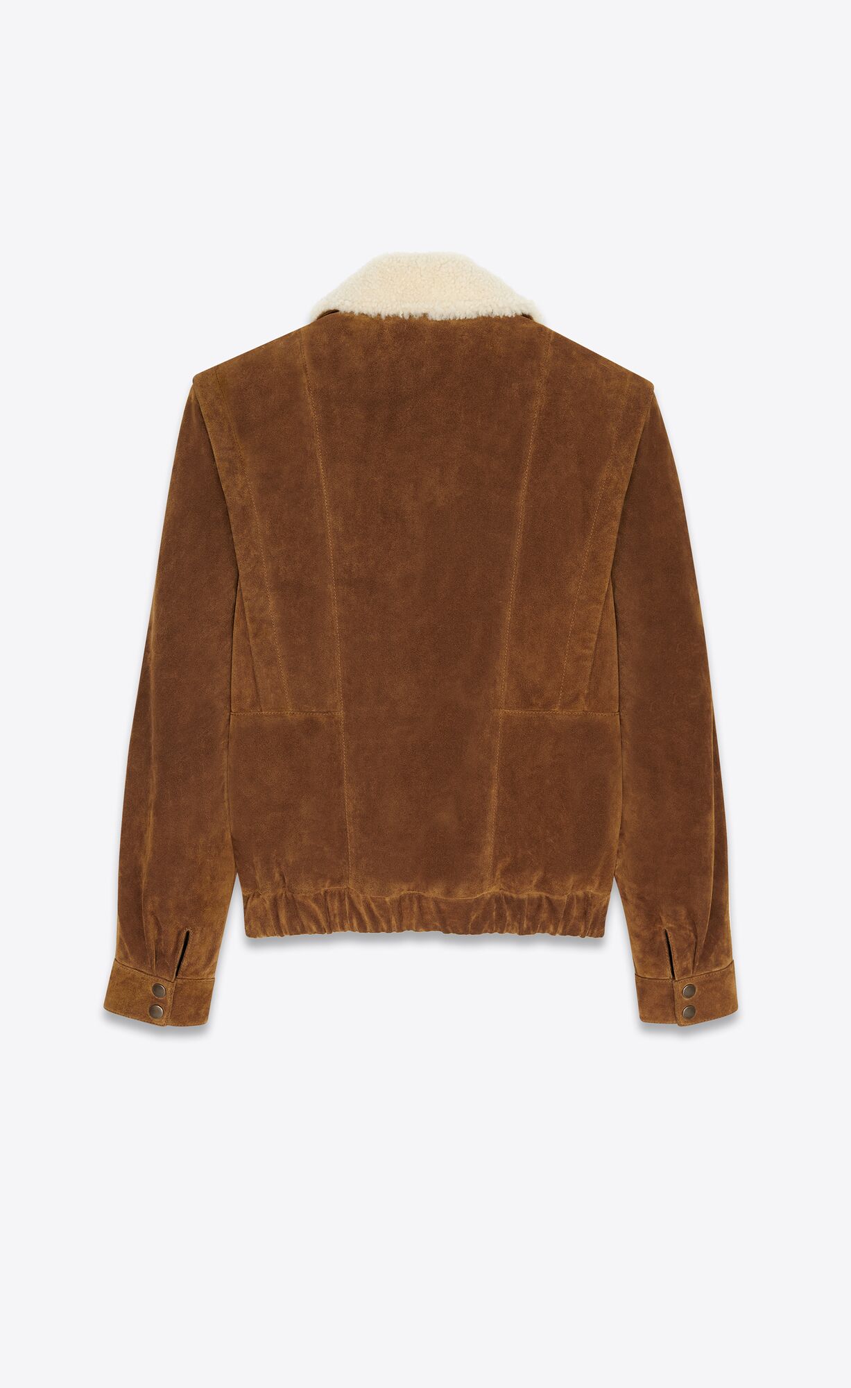 YSL Jacket In Suede And Shearling Noix Et Ecru | LFSGZ4768