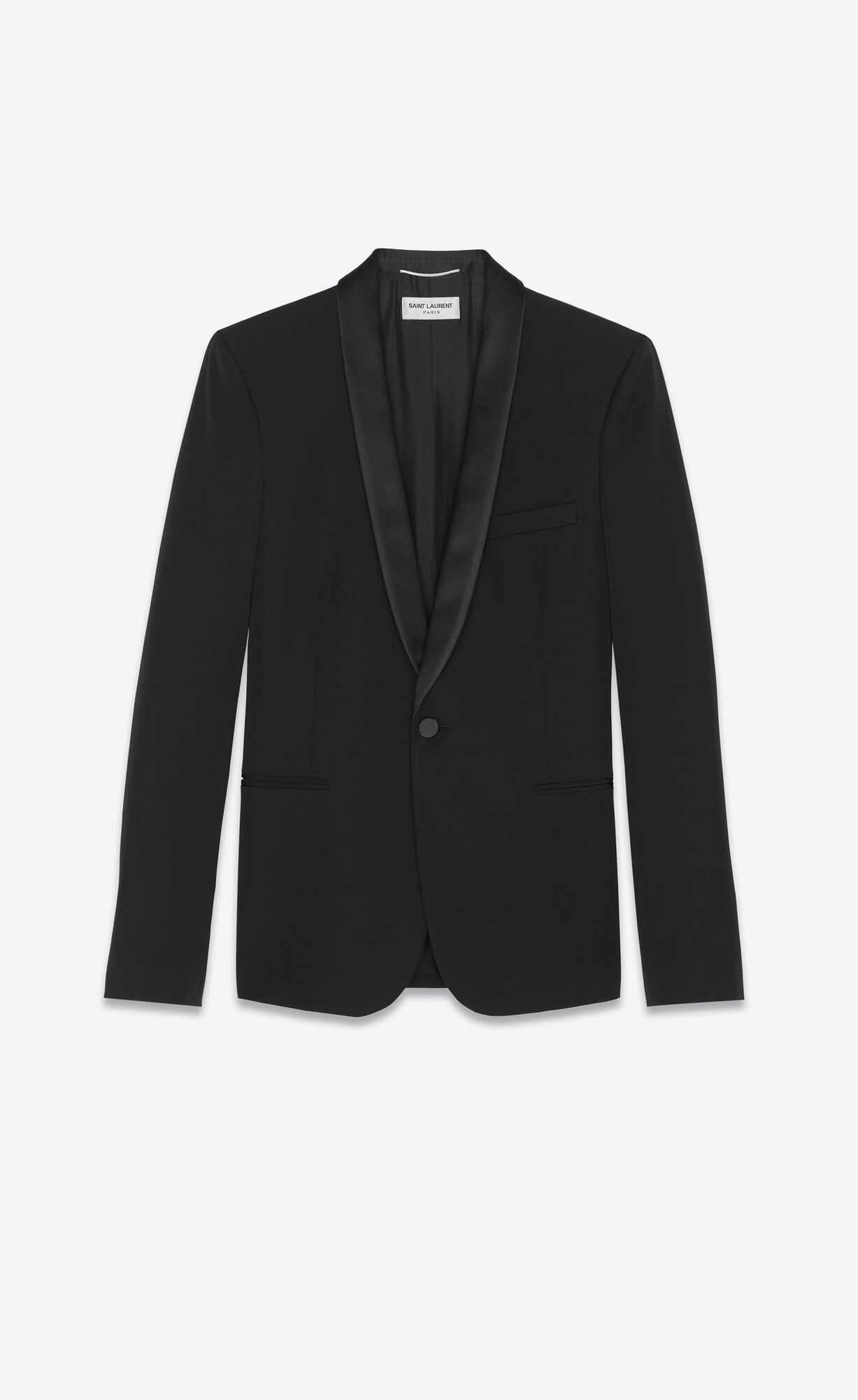 YSL Jacket With Shawl Collar In Grain De Poudre Black | ZEAIX1369