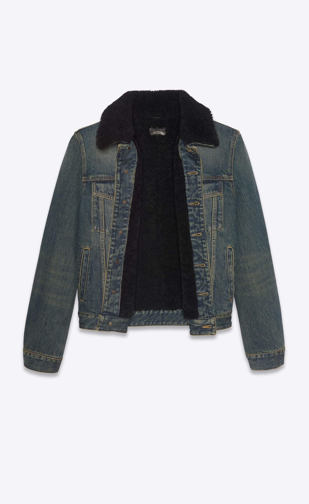 YSL Jacket With Shearling In Dark Dirty Vintage Blue Denim Dark Dirty Vintage Blue | YCPVT2936