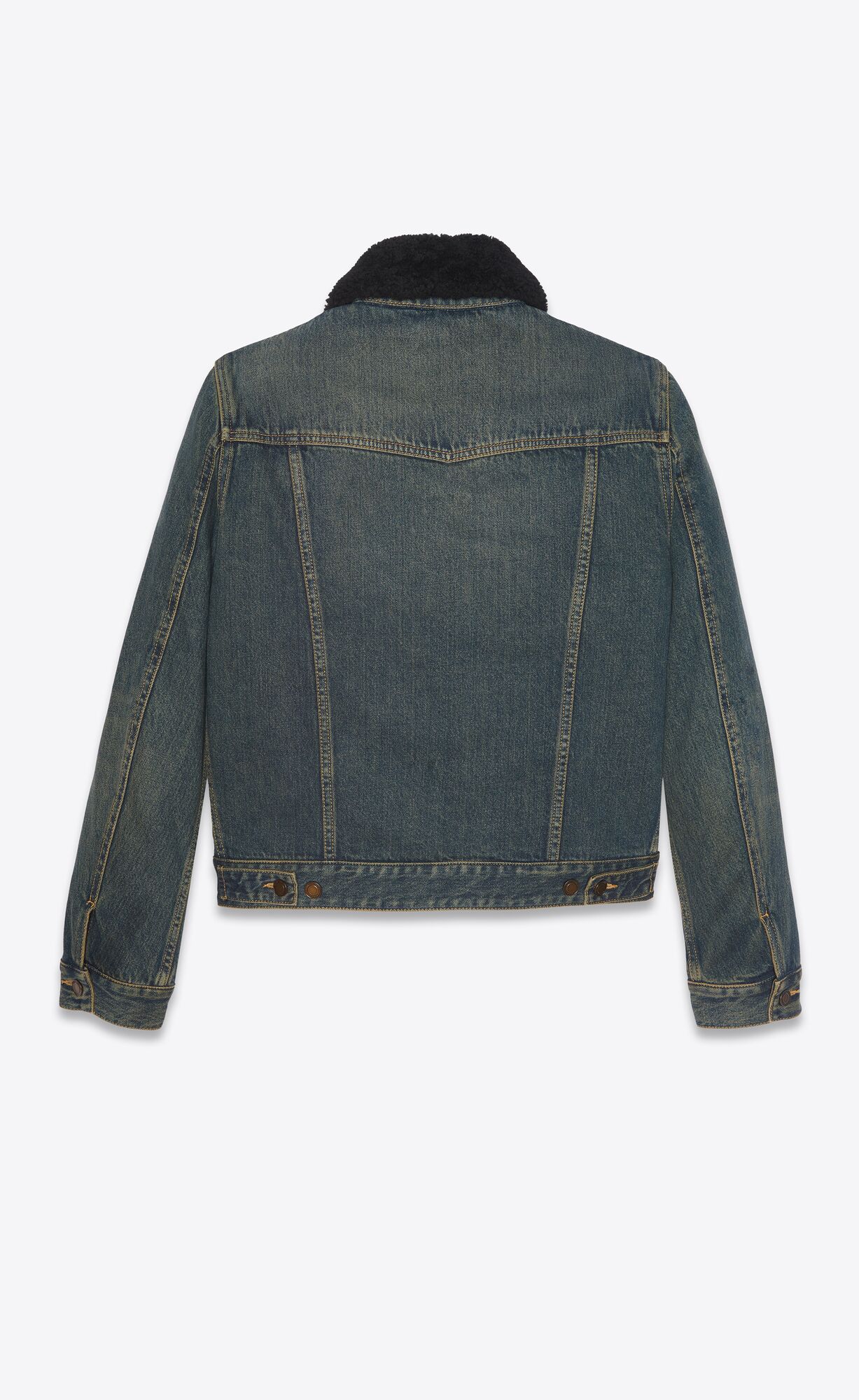 YSL Jacket With Shearling In Dark Dirty Vintage Blue Denim Dark Dirty Vintage Blue | YCPVT2936