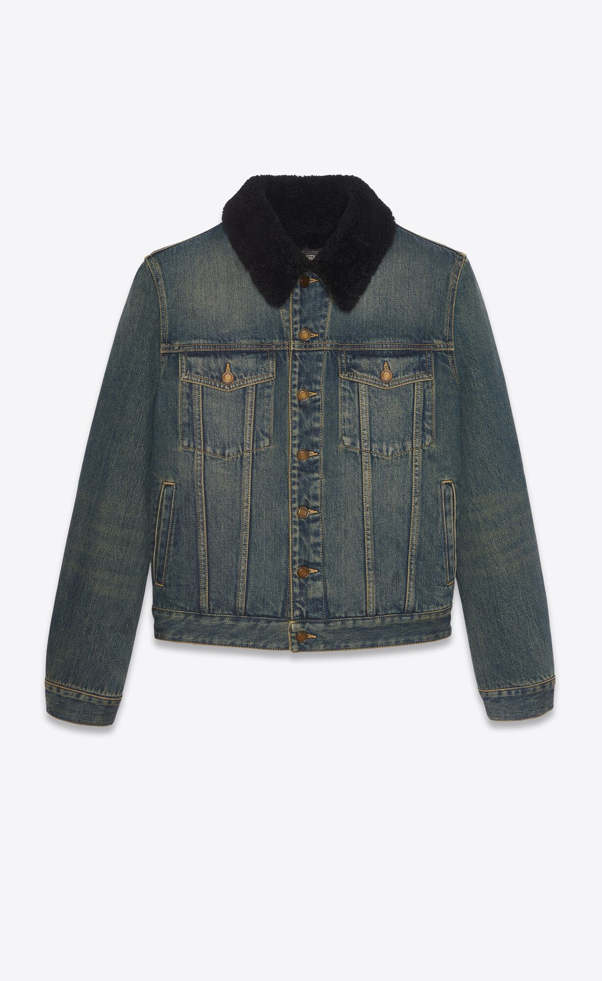 YSL Jacket With Shearling In Dark Dirty Vintage Blue Denim Dark Dirty Vintage Blue | YCPVT2936