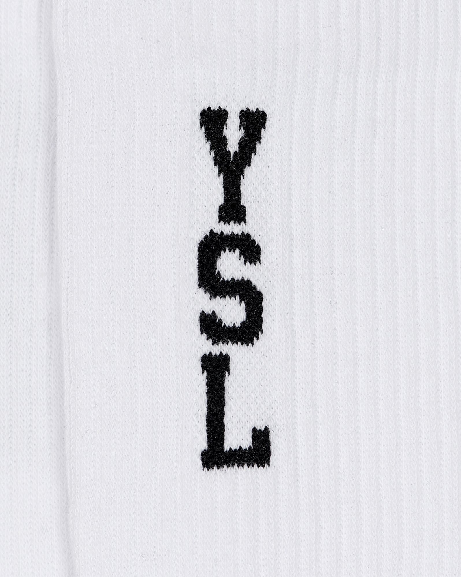 YSL Jacquard Socks In Cotton Blanc | YHCOJ0465