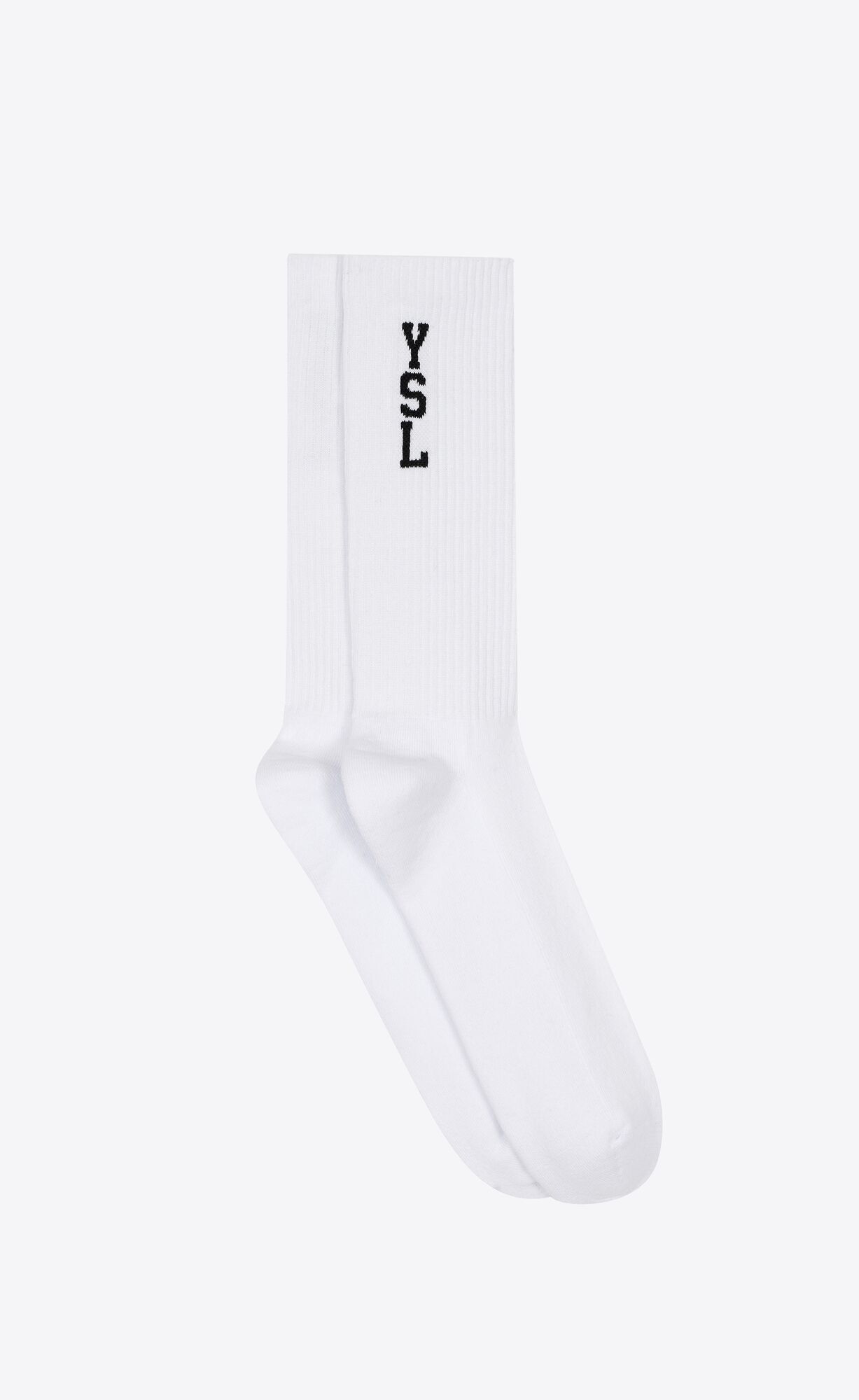 YSL Jacquard Socks In Cotton Blanc | YHCOJ0465