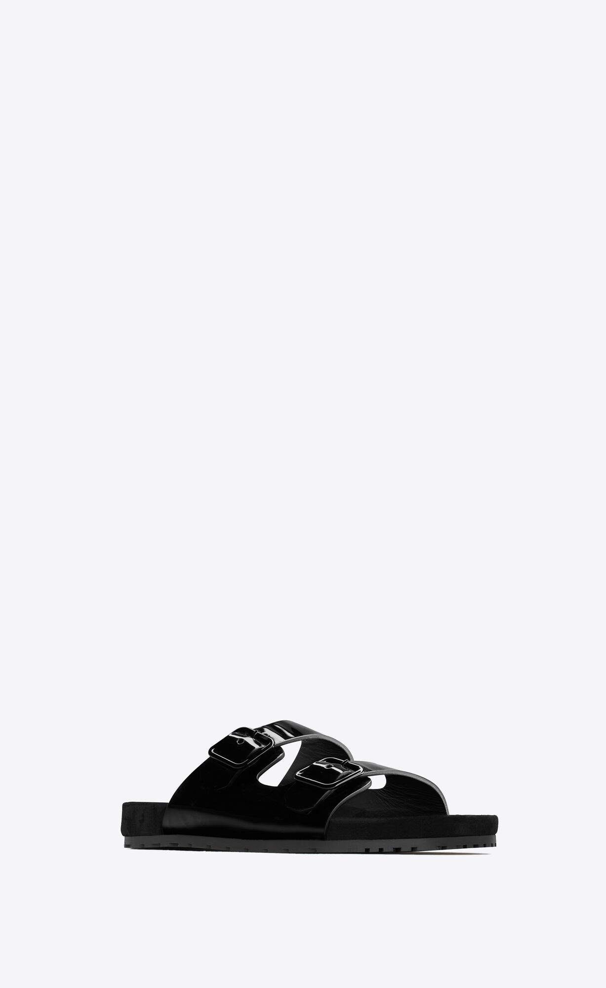 YSL Jimmy Flat Sandals In Patent Leather Noir | GMRCZ0854