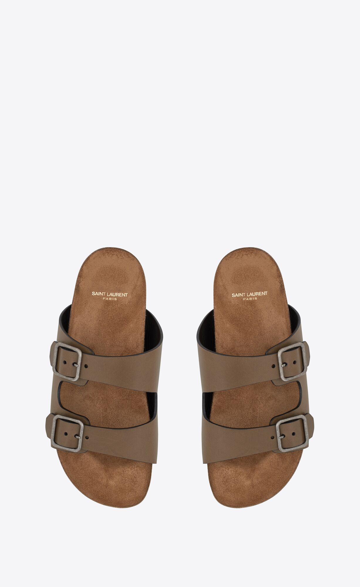 YSL Jimmy Flat Sandals In Smooth Leather Tundra | TKQRA3460