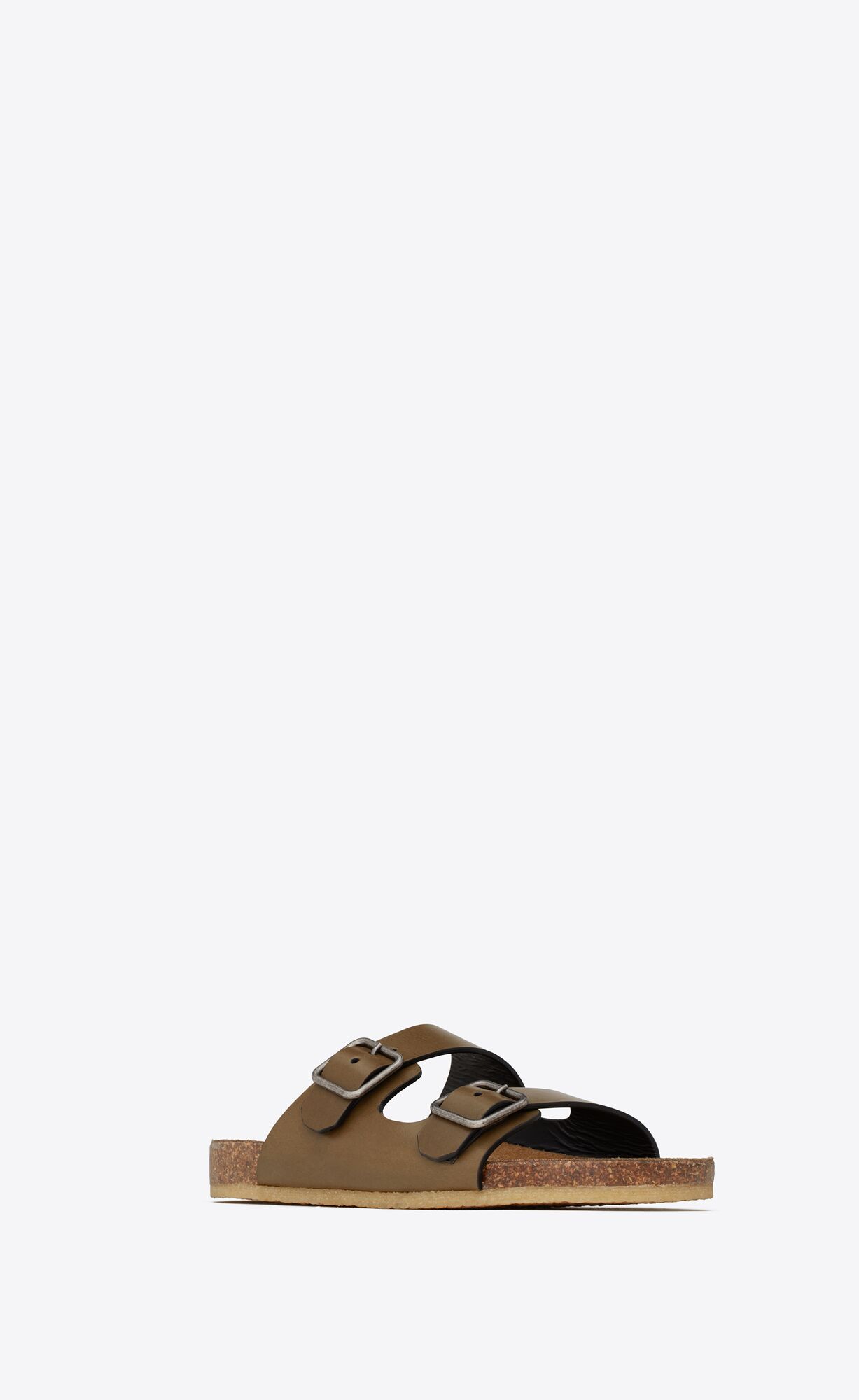 YSL Jimmy Flat Sandals In Smooth Leather Tundra | TKQRA3460