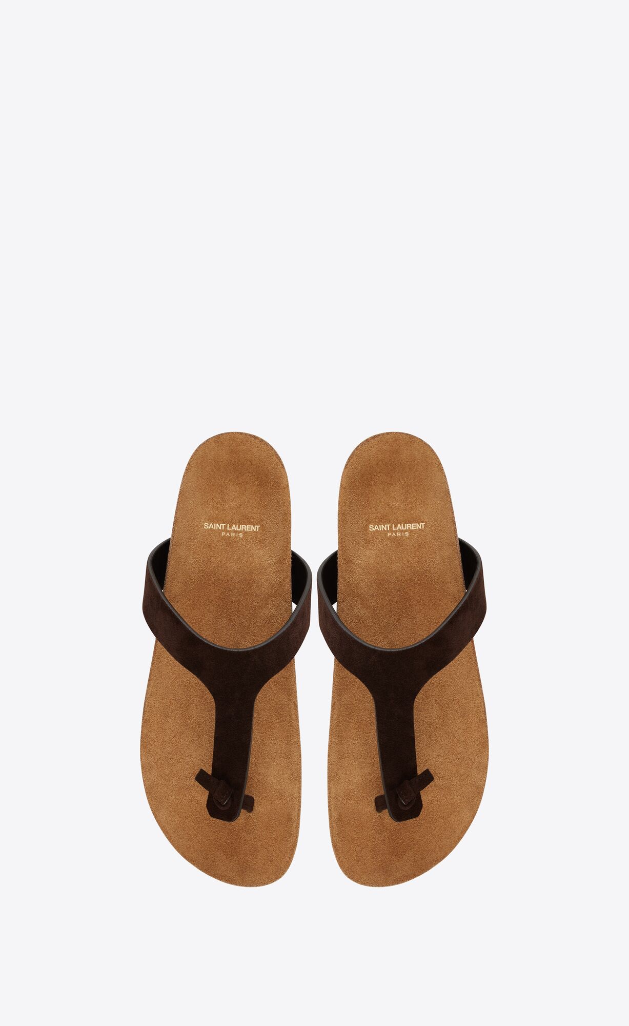 YSL Jimmy Flat Sandals In Suede Chocolat | EXULK9321