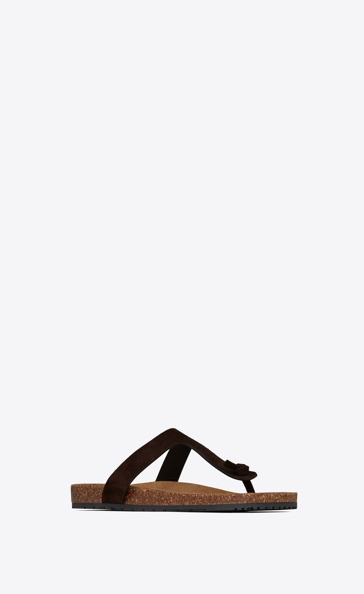 YSL Jimmy Flat Sandals In Suede Chocolat | EXULK9321