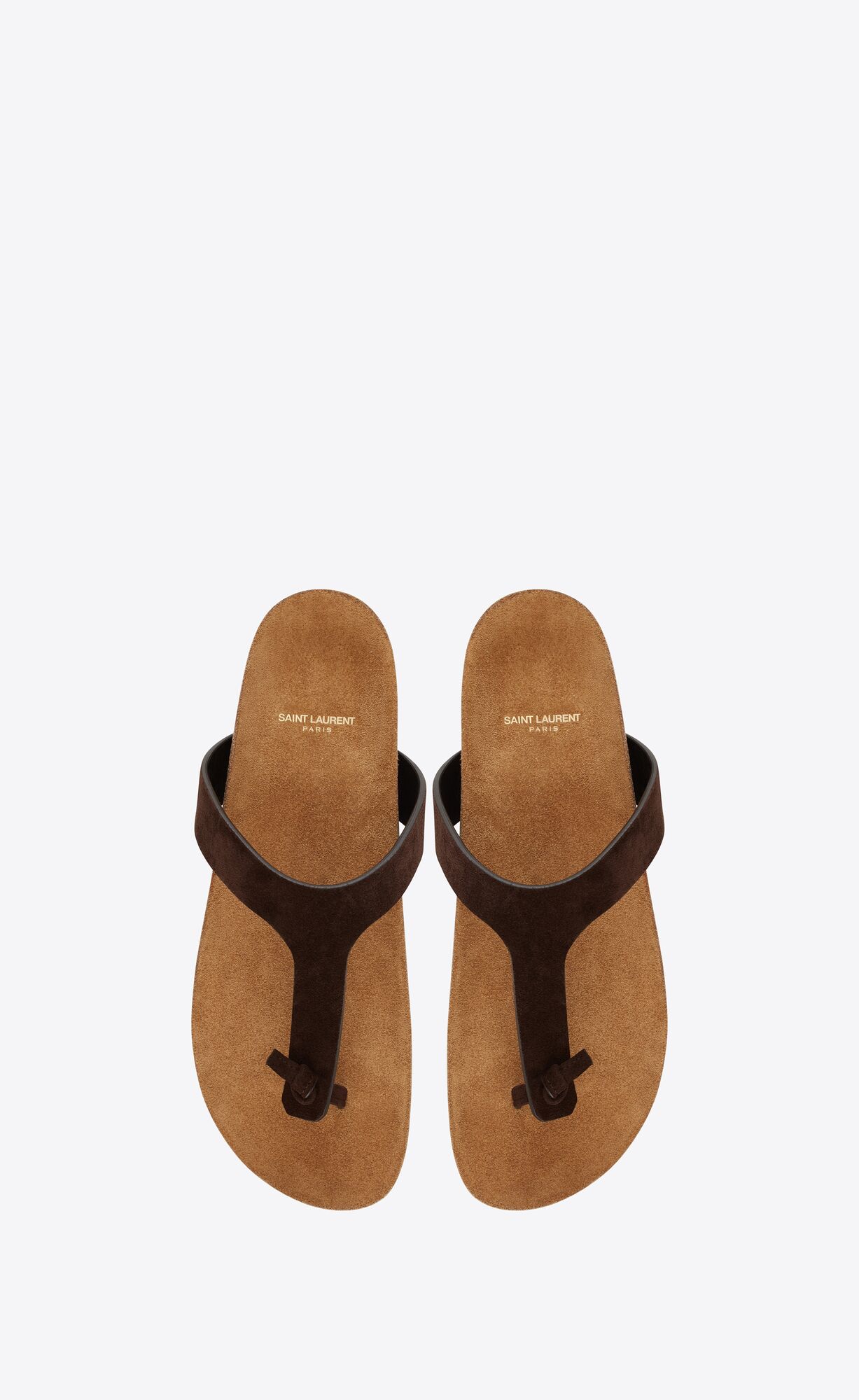 YSL Jimmy Flat Sandals In Suede Chocolat | UWACQ3826