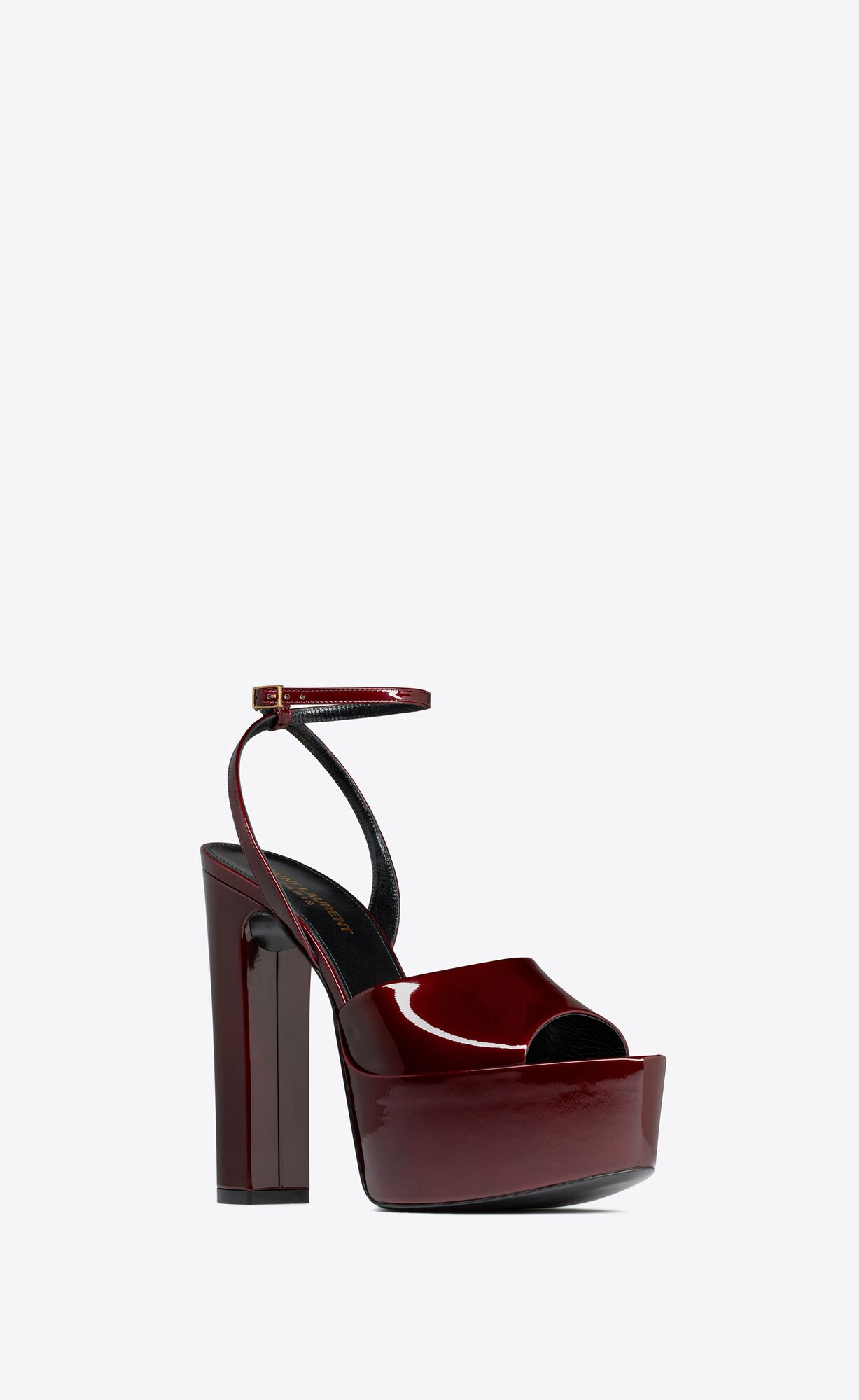 YSL Jodie Platform Sandals In Patent Leather Deep Bordeaux | NHCYD2165