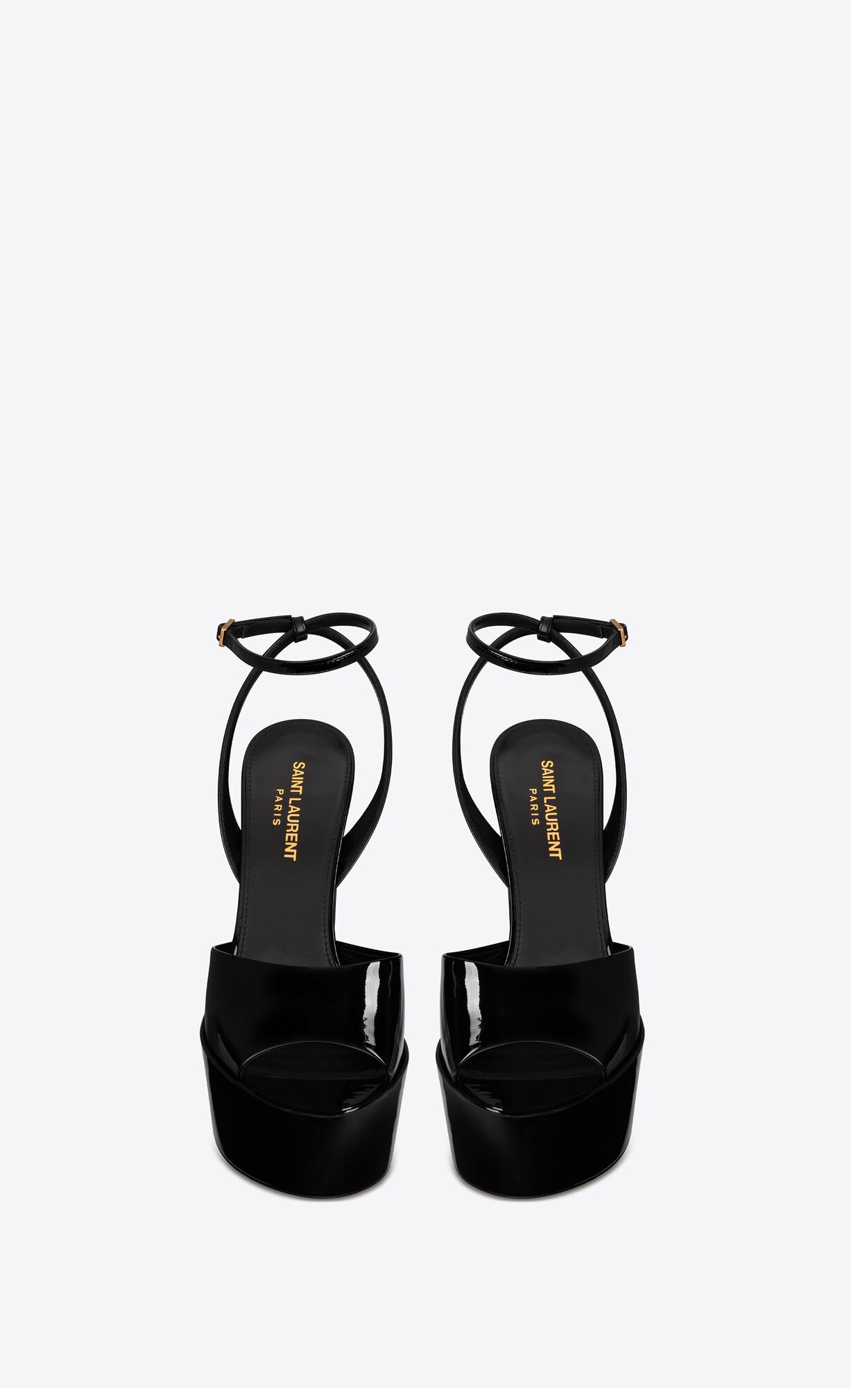 YSL Jodie Platform Sandals In Patent Leather Black | WCYZE3250