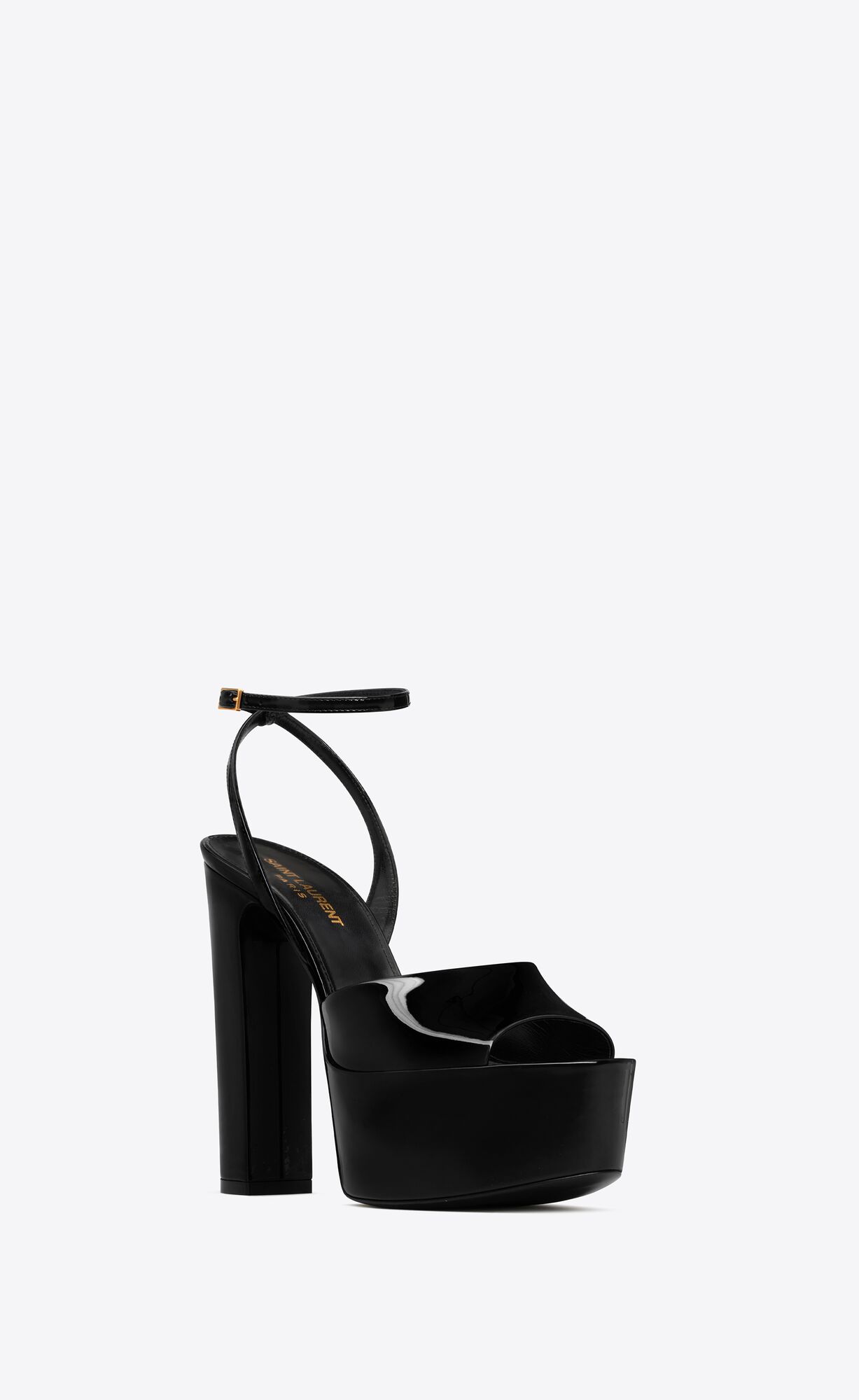 YSL Jodie Platform Sandals In Patent Leather Black | WCYZE3250