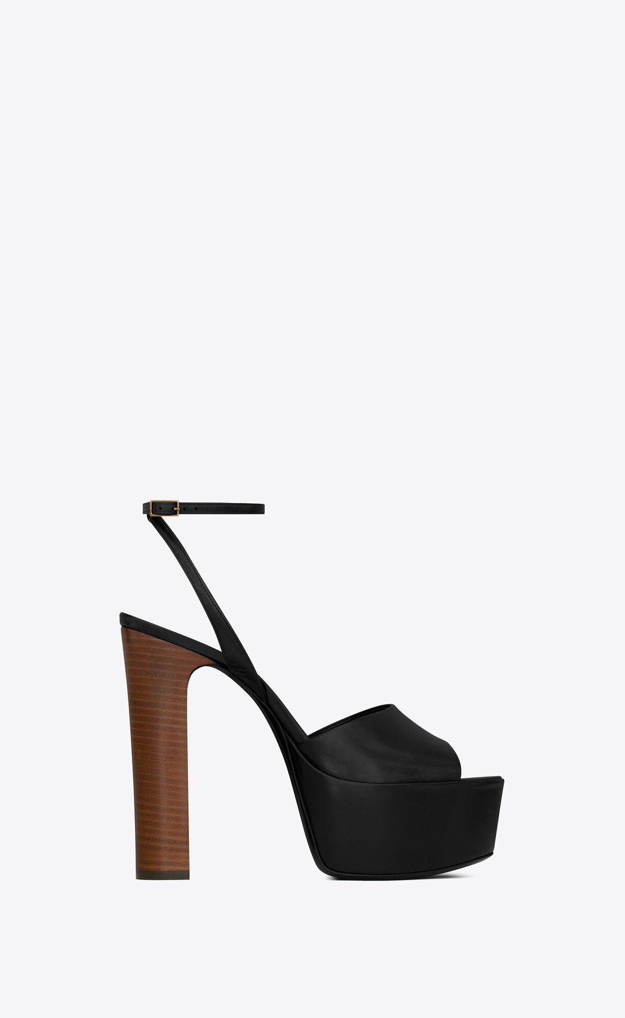 YSL Jodie Platform Sandals In Shiny Leather Black | ZIRFN2469