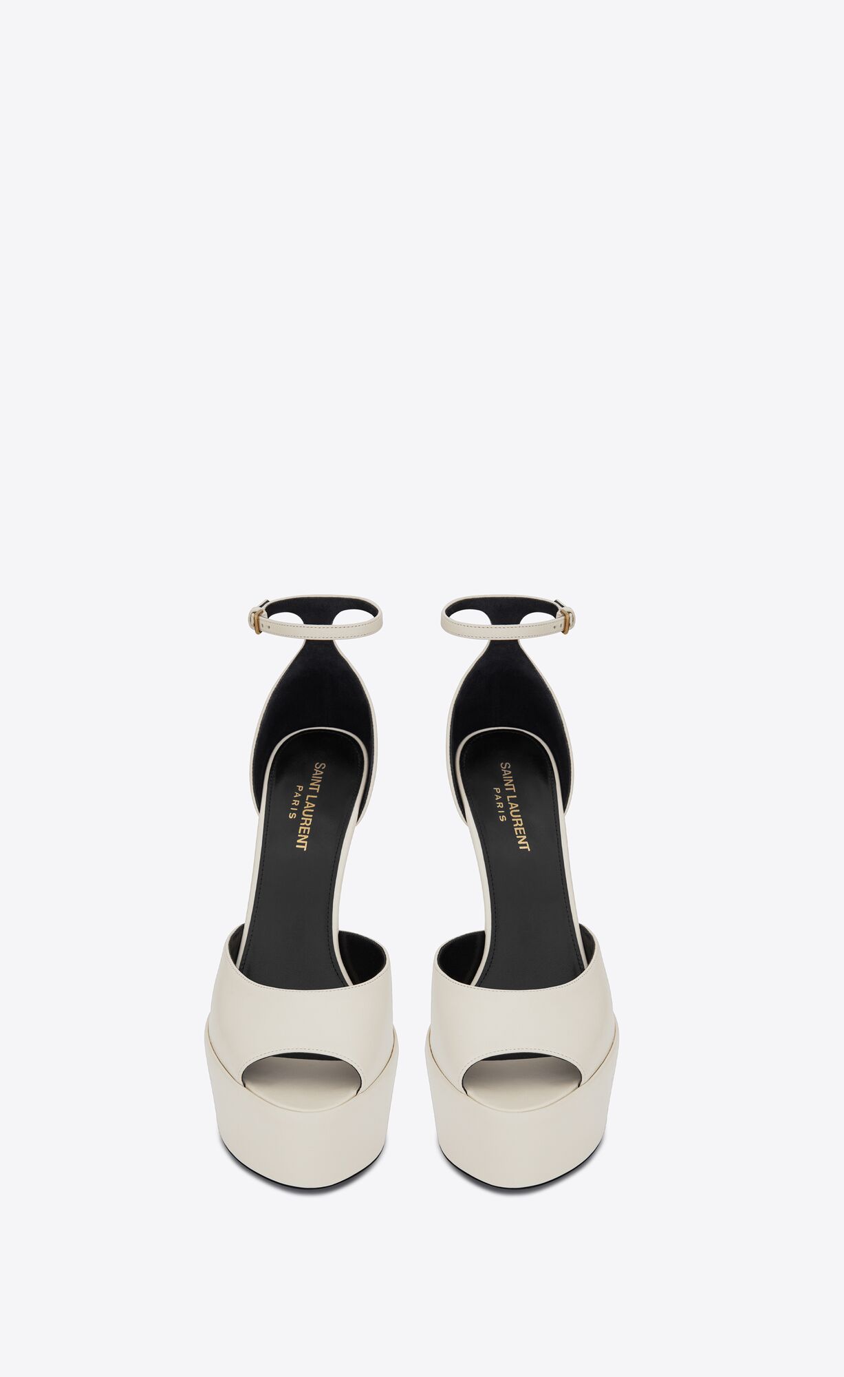 YSL Jodie Platform Sandals In Smooth Leather Pearl | JPTRW6341