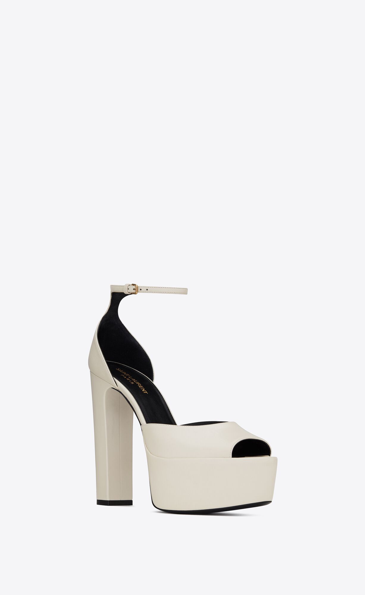 YSL Jodie Platform Sandals In Smooth Leather Pearl | JPTRW6341