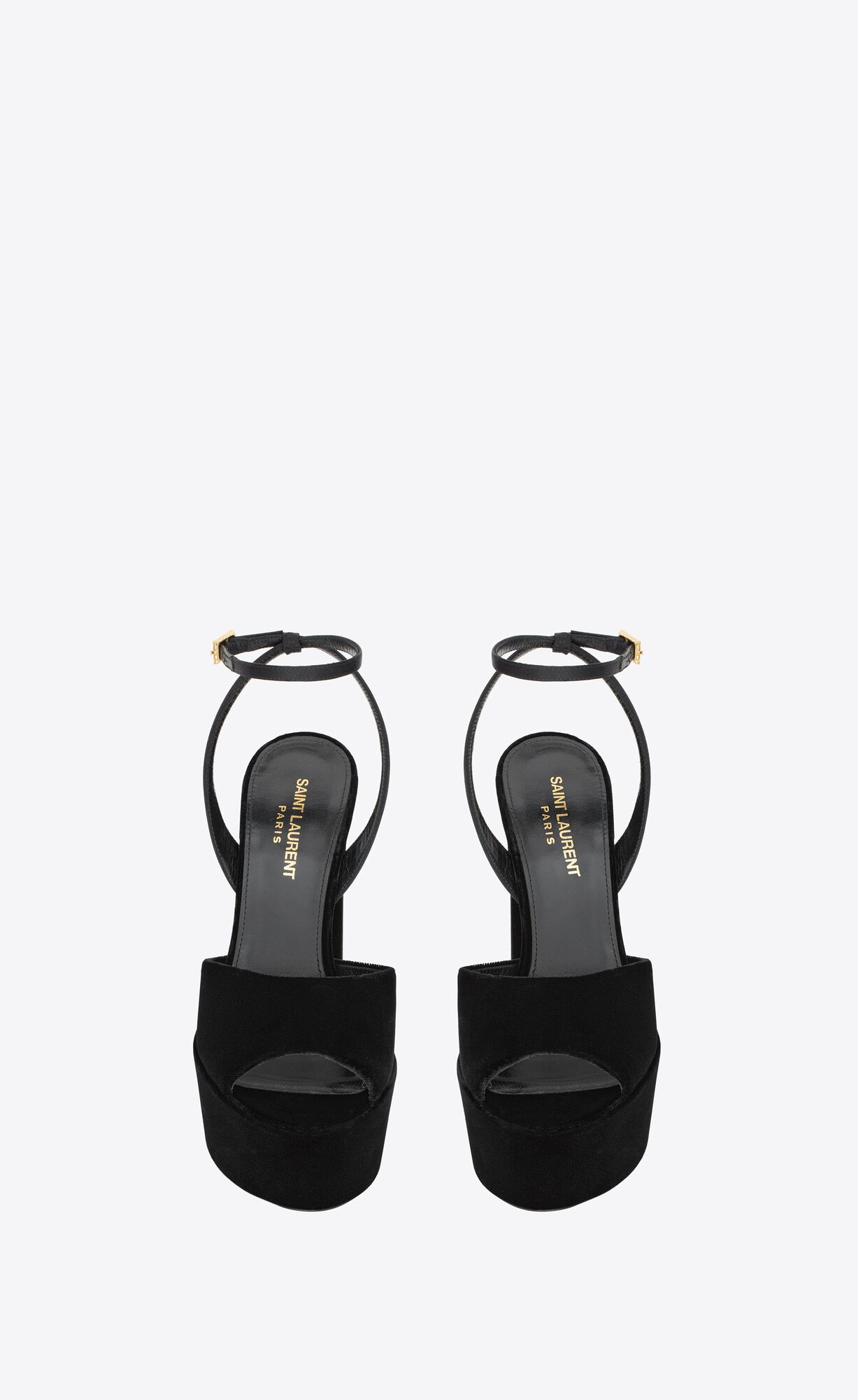 YSL Jodie Platform Sandals In Velvet Black | ENYDQ5478