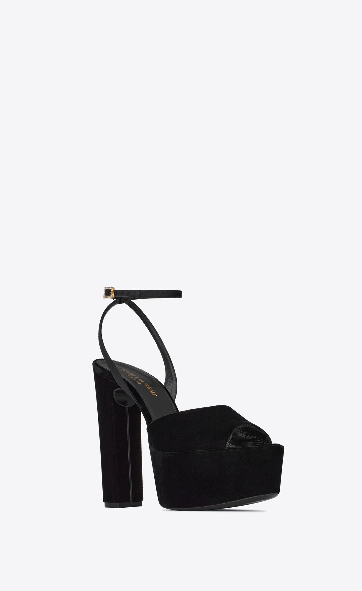 YSL Jodie Platform Sandals In Velvet Black | ENYDQ5478