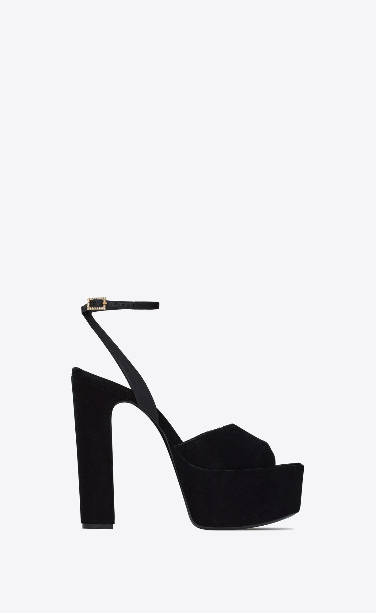 YSL Jodie Platform Sandals In Velvet Black | ENYDQ5478