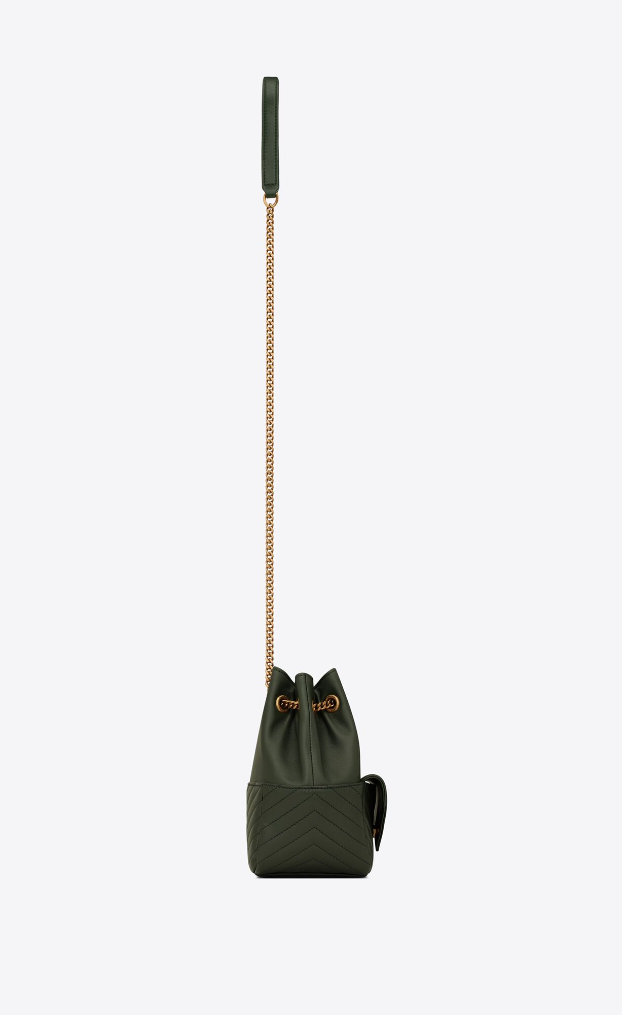 YSL Joe Mini Bucket Bag In Quilted Lambskin Vert Fonce | NKCVB1406