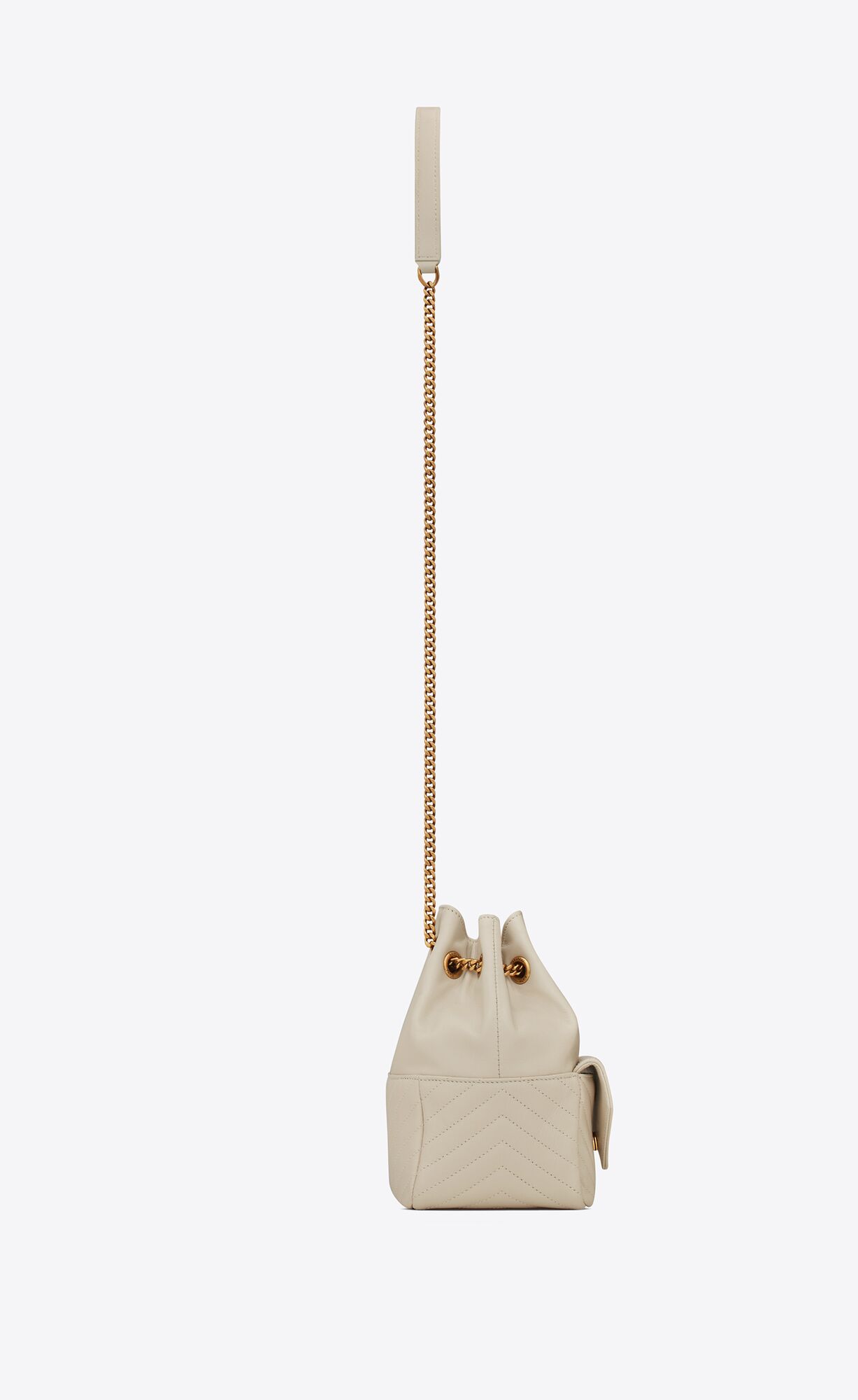 YSL Joe Mini Bucket Bag In Quilted Lambskin Blanc Vintage | XVZAL1642