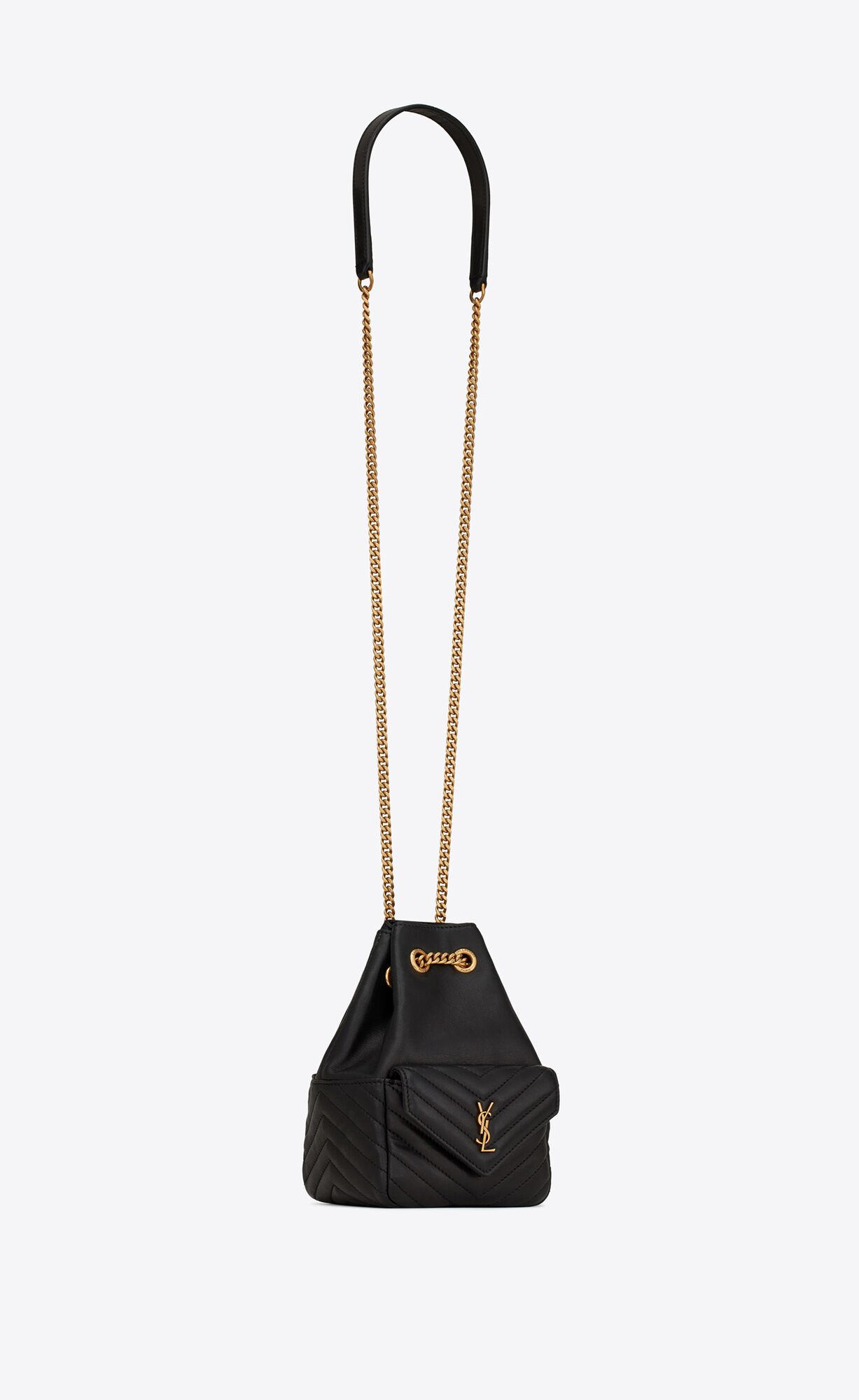 YSL Joe Mini Bucket Bag In Quilted Lambskin Black | YCKMP1245