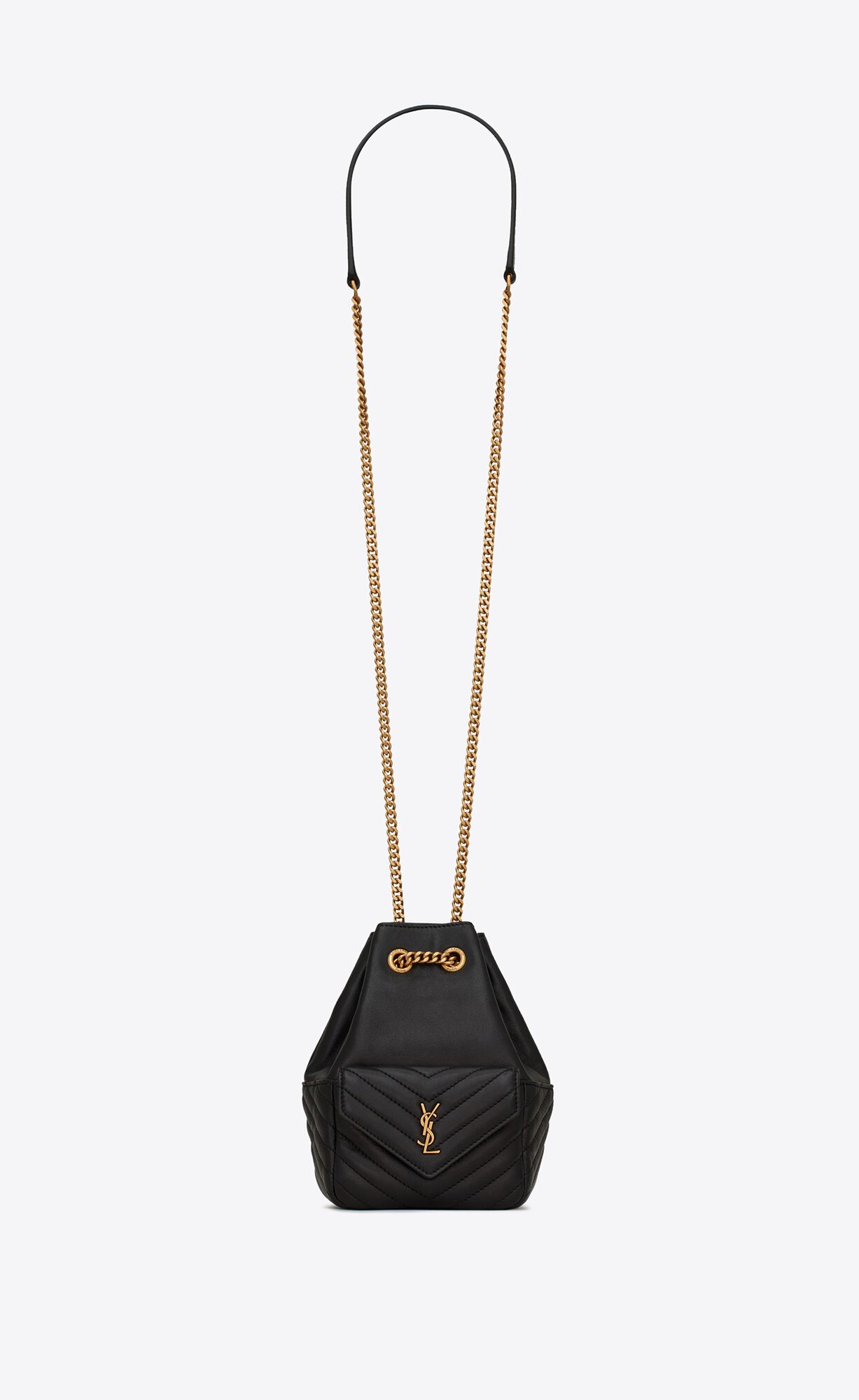 YSL Joe Mini Bucket Bag In Quilted Lambskin Black | YCKMP1245