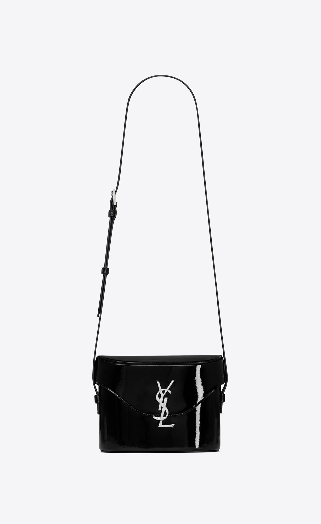 YSL June Box Bag In Patent Leather Black | KDMTB6529