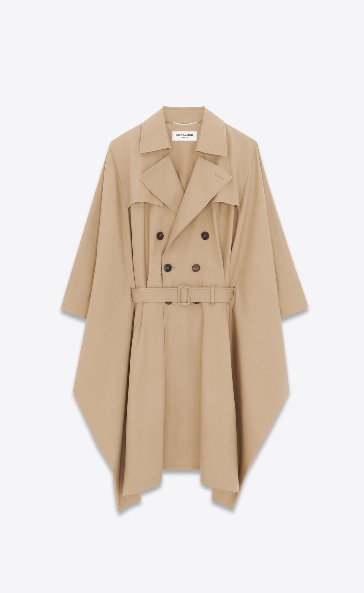 YSL Kaftan Trench Coat In Cotton Sable | QHAPM8657