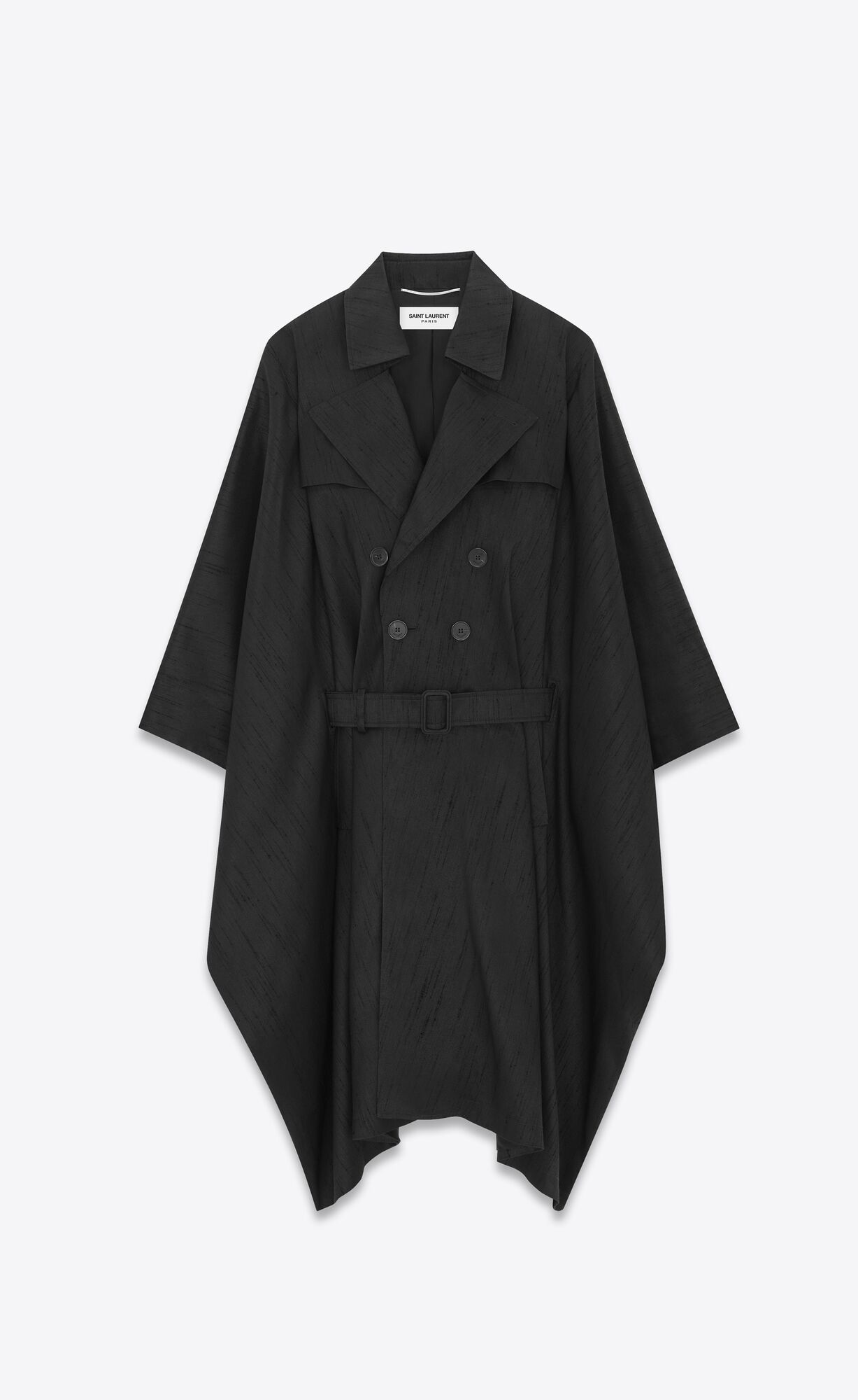 YSL Kaftan Trench Coat In Shantung Black | WHSJL6973