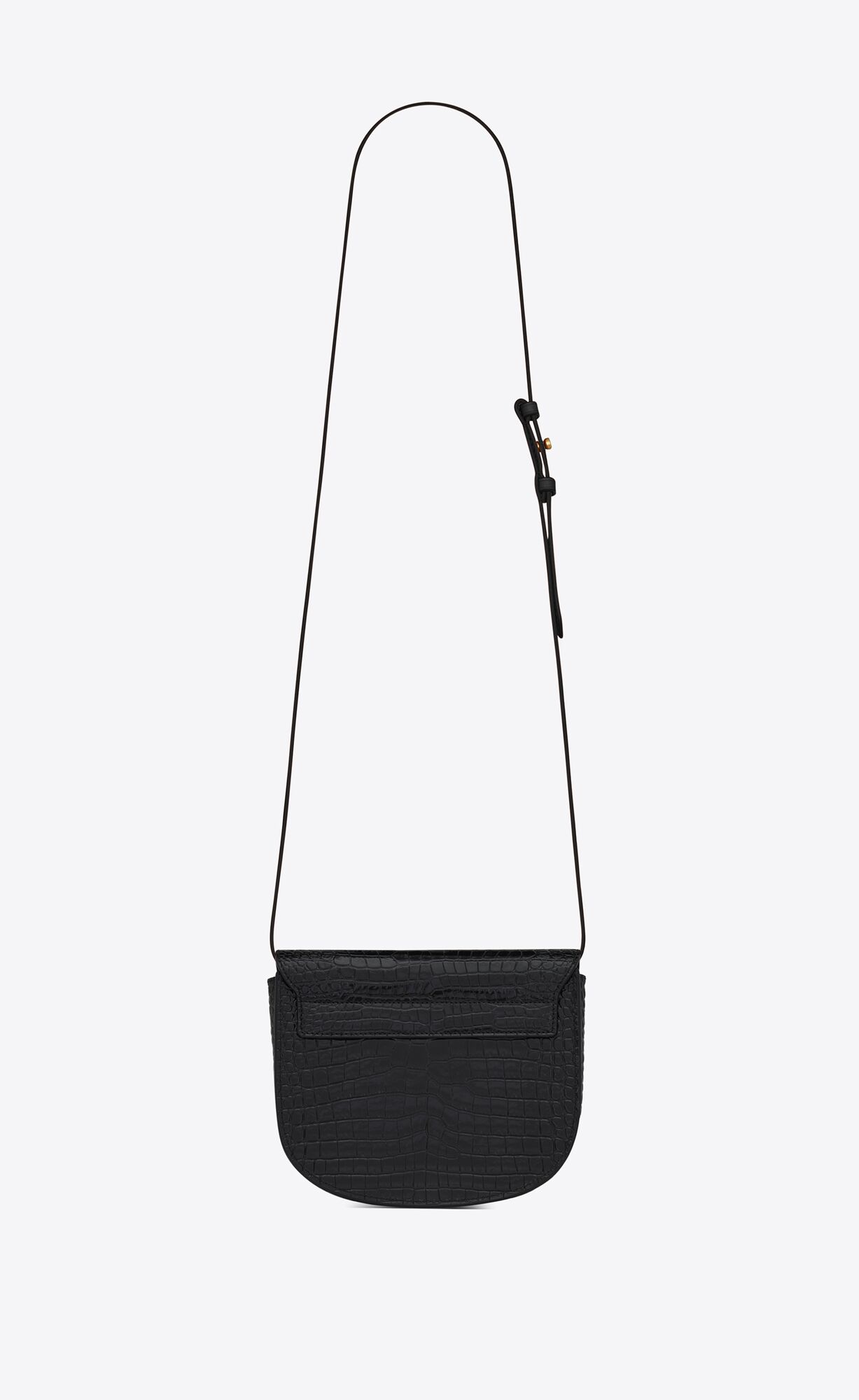 YSL Kaia Small Satchel In Shiny Crocodile-embossed Leather Noir | EZGNI5170