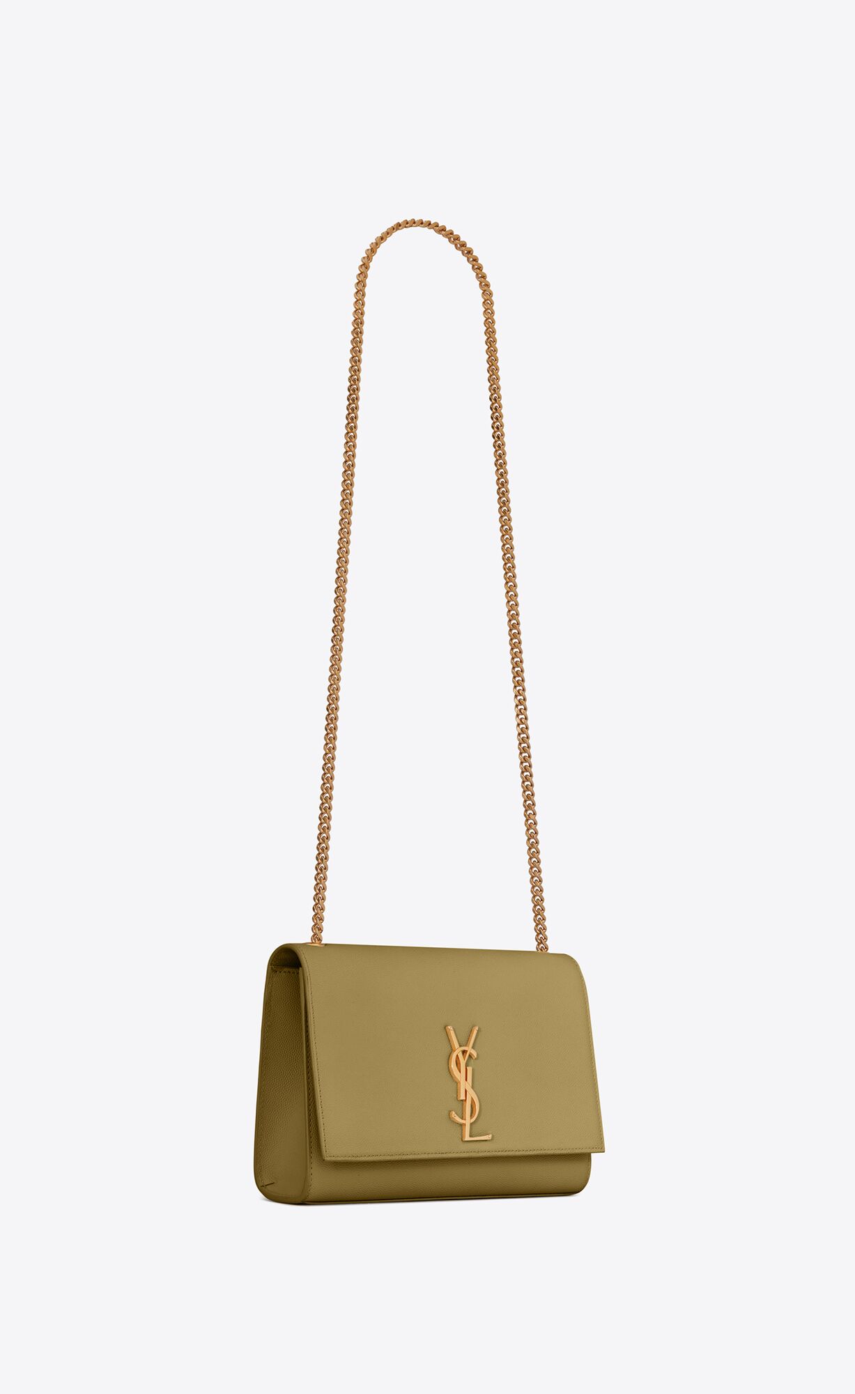 YSL Kate Medium Chain Bag In Grain De Poudre Embossed Leather Hazel Green | DMTRW9680